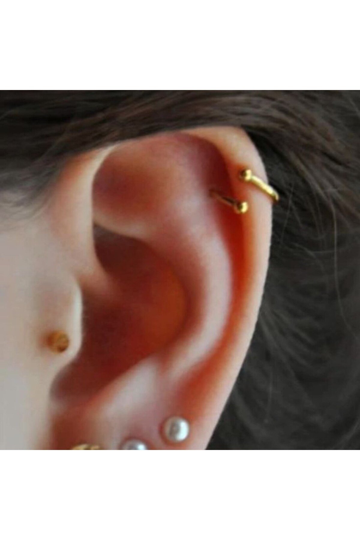 Gold Renk Cerrahi Çelik Spiral Piercing Kulak Dudak Burun Kaş Kıvrımlı Piercing
