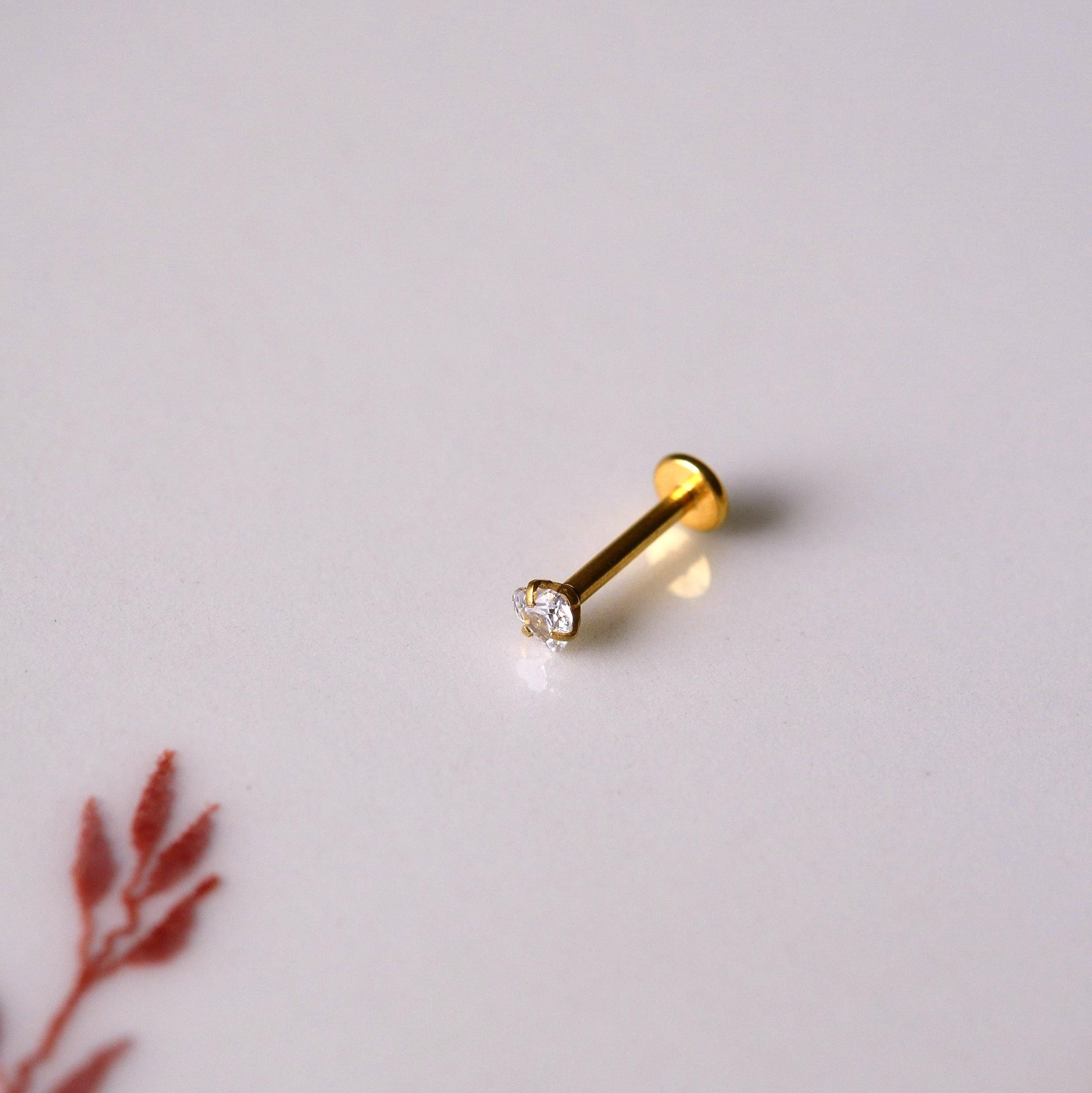 Kalp Model Tektaşlı Cerrahi Çelik  Tragus Piercing Helix Kıkırdak Conch Anti Helix