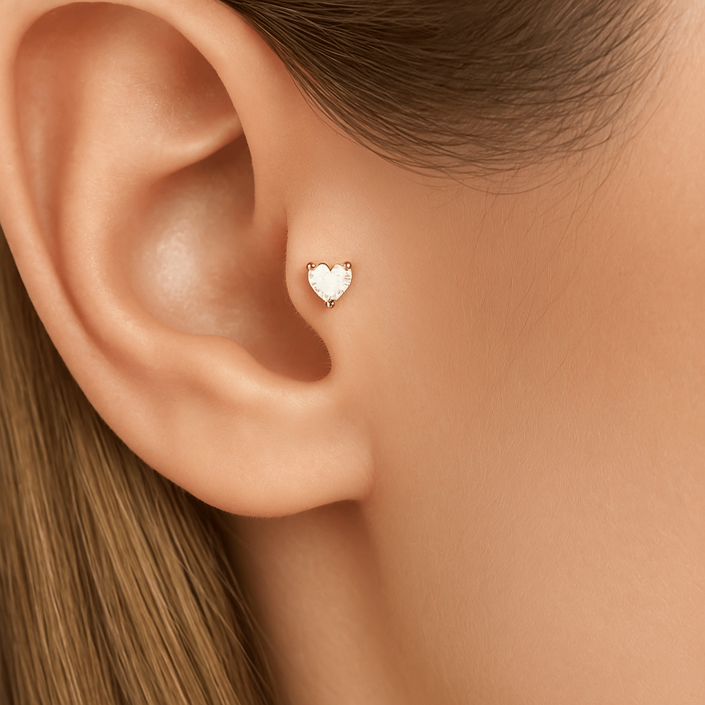 Kalp Tektaş Cerrahi Çelik Piercing Tragus Helix Kıkırdak Conch Lobe Dil Uyumlu