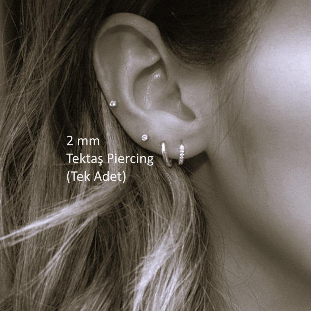 Mini Tektaş Cerrahi Çelik Piercing Tragus Helix Kıkırdak Conch Gümüş Renk 6 Mm