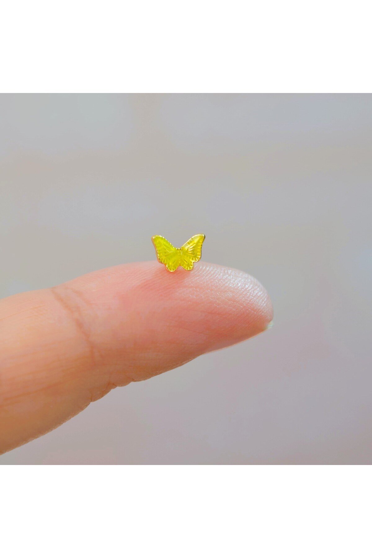 Sarı Kelebekli Çelik Piercing Helix Kıkırdak Conch Lob Gold
