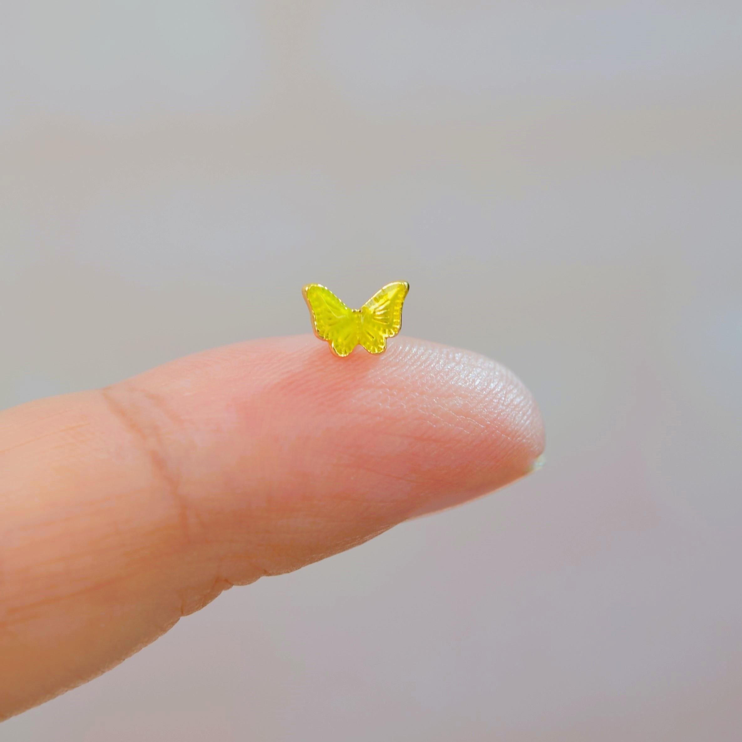 Sarı Kelebekli Çelik Piercing Helix Kıkırdak Conch Lob Gold