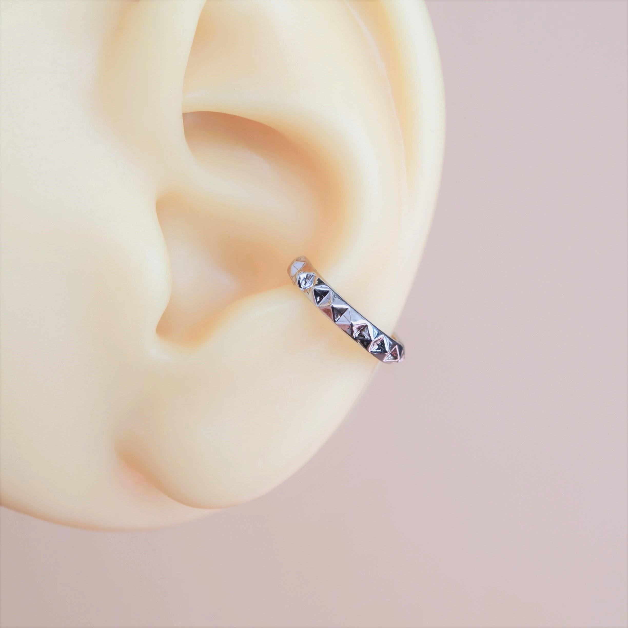Silver Renkli İnce Earcuff Sıkıştırma Kıkırdak