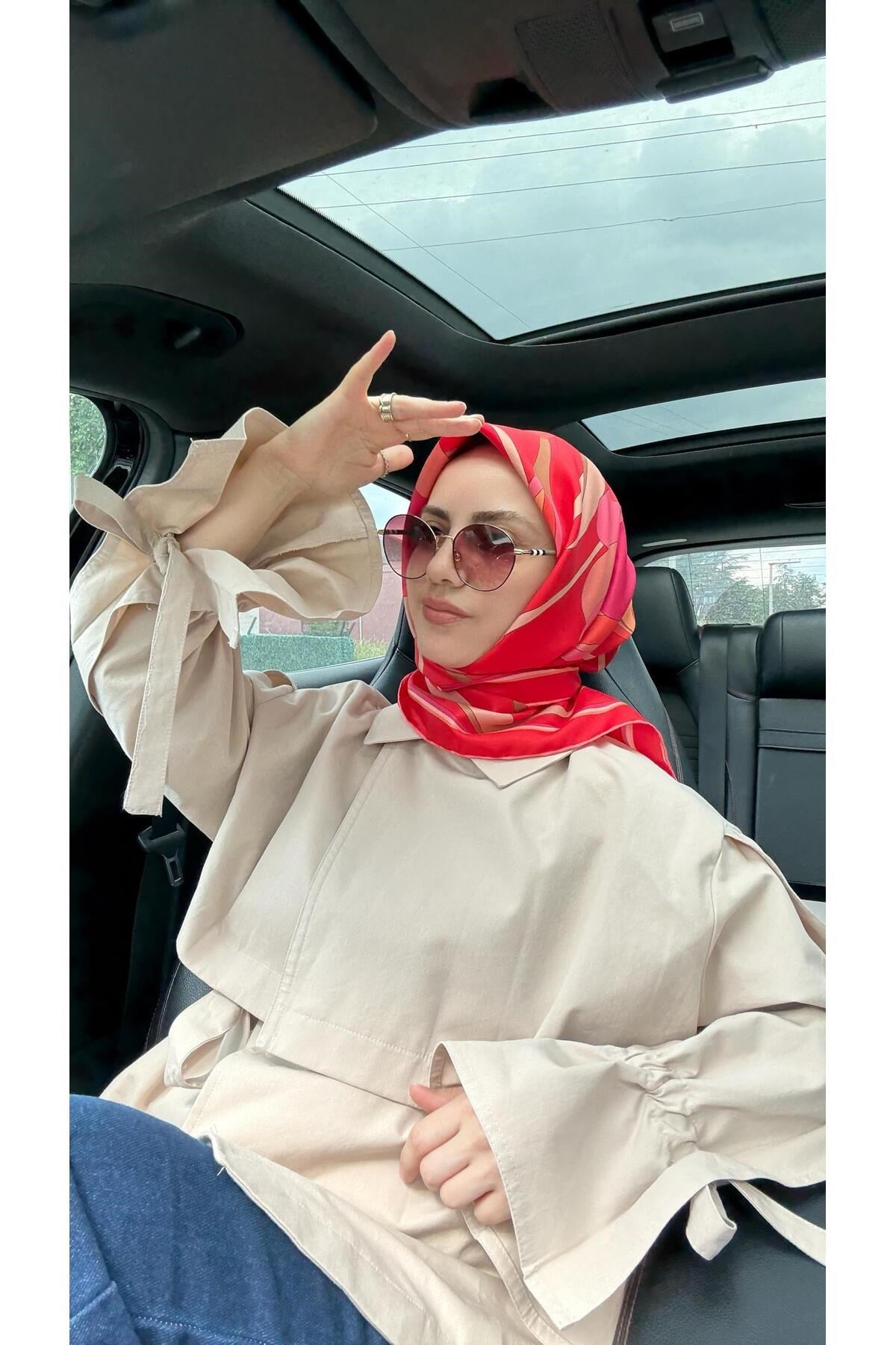 2025 Desenli Saf İpek Twill Eşarp 9302-02