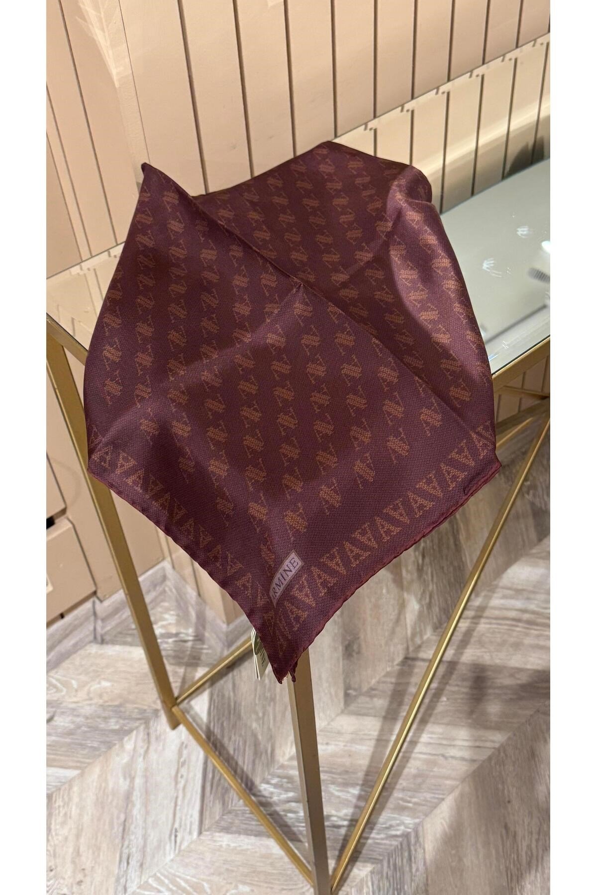 2025 Desenli Saf İpek Twill Eşarp 9412-04