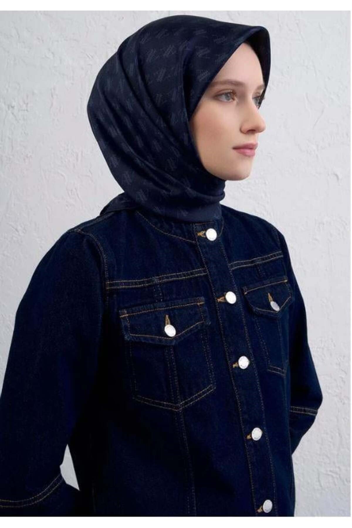 2025 Desenli Saf İpek Twill Eşarp 9412-03