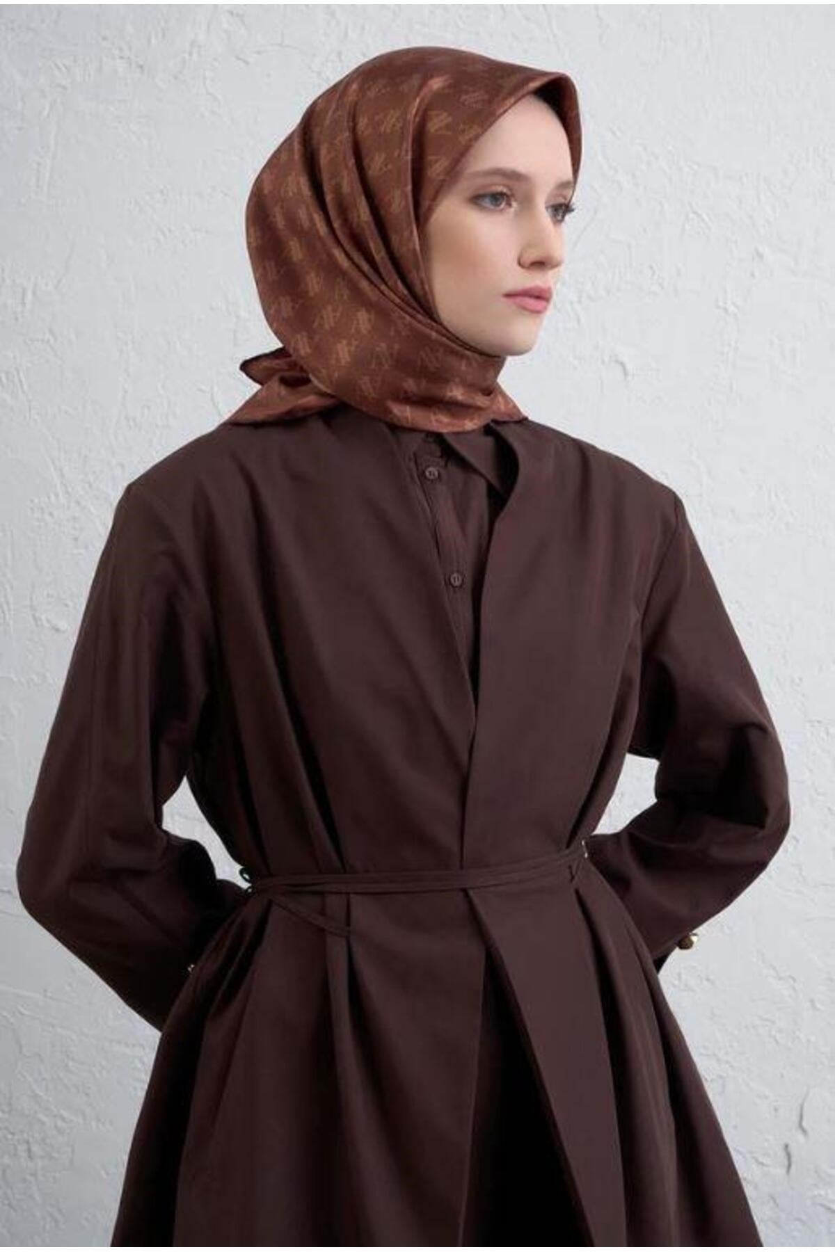 2025 Desenli Saf İpek Twill Eşarp 9412-35