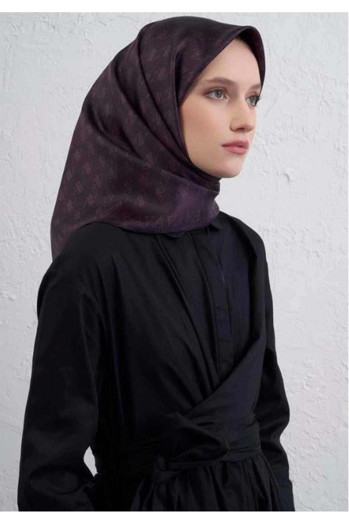 2025 Desenli Saf İpek Twill Eşarp 9412-34