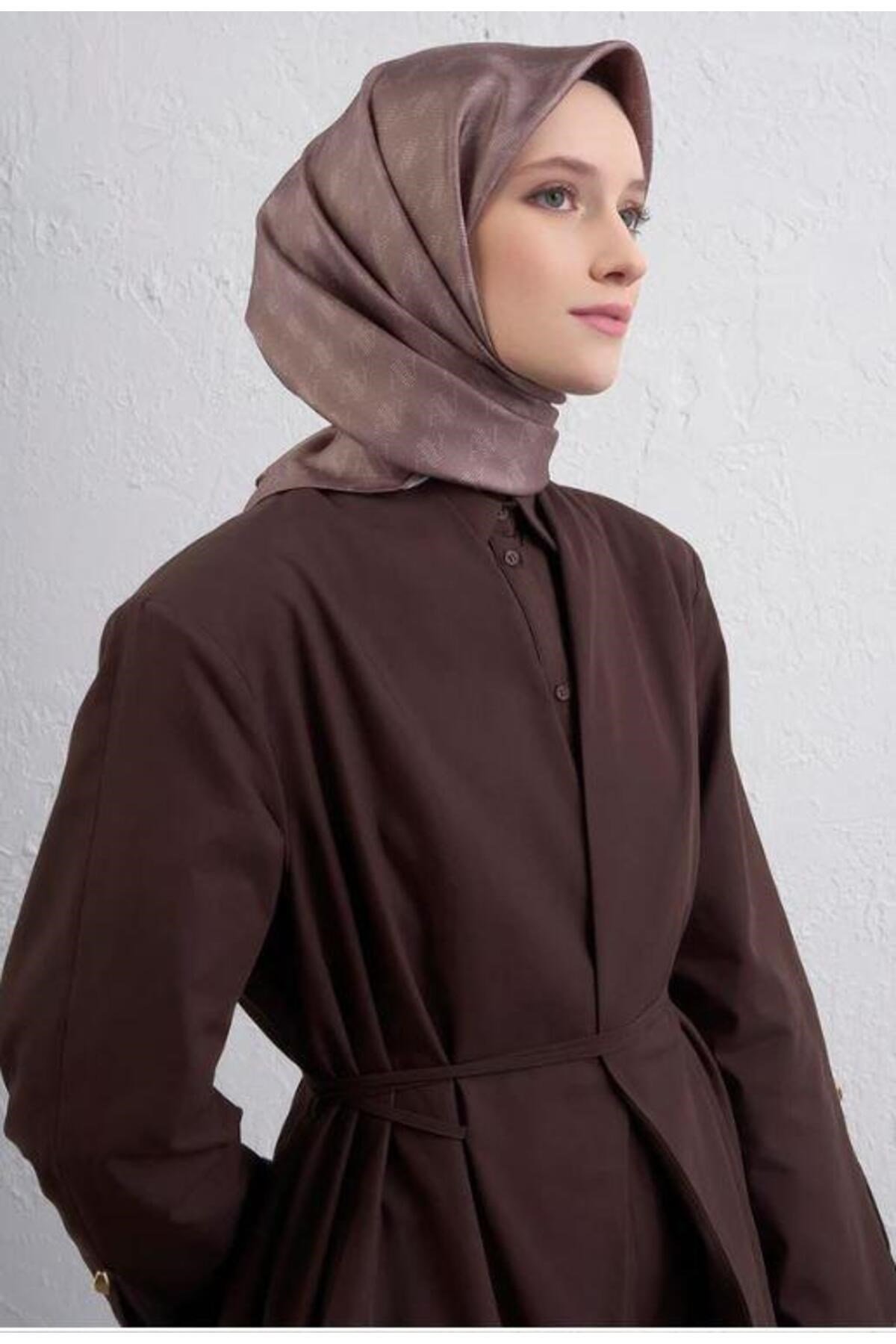 2025 Desenli Saf İpek Twill Eşarp 9412-89