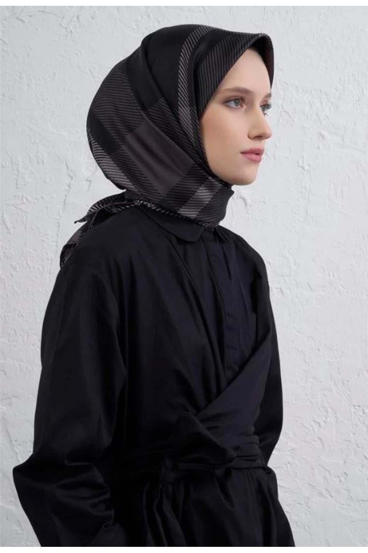 2025 Desenli Saf İpek Twill Eşarp 9418-81