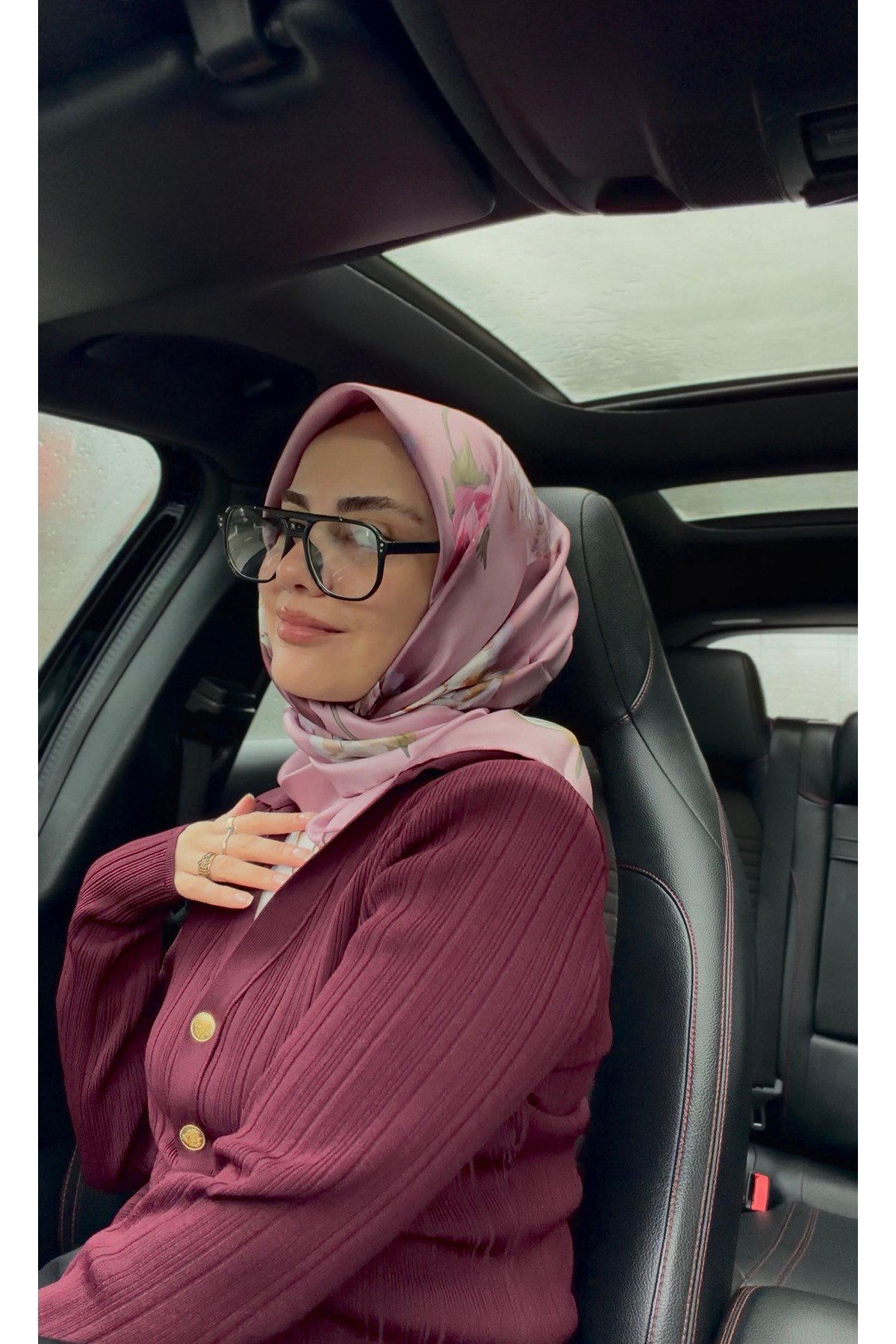 2025 Desenli Saf İpek Twill Eşarp 9419-05