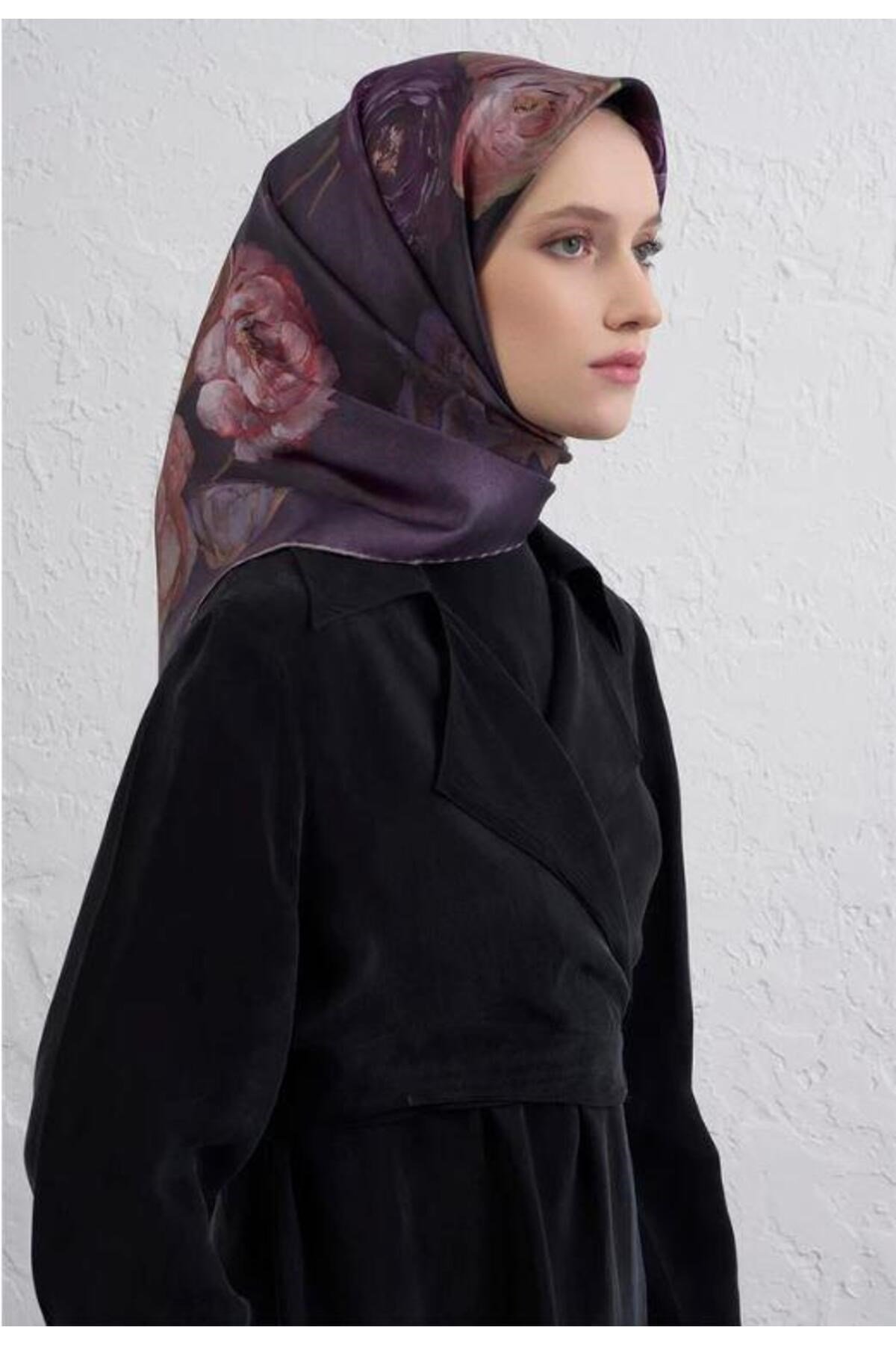 2025 Desenli Saf İpek Twill Eşarp 9419-32