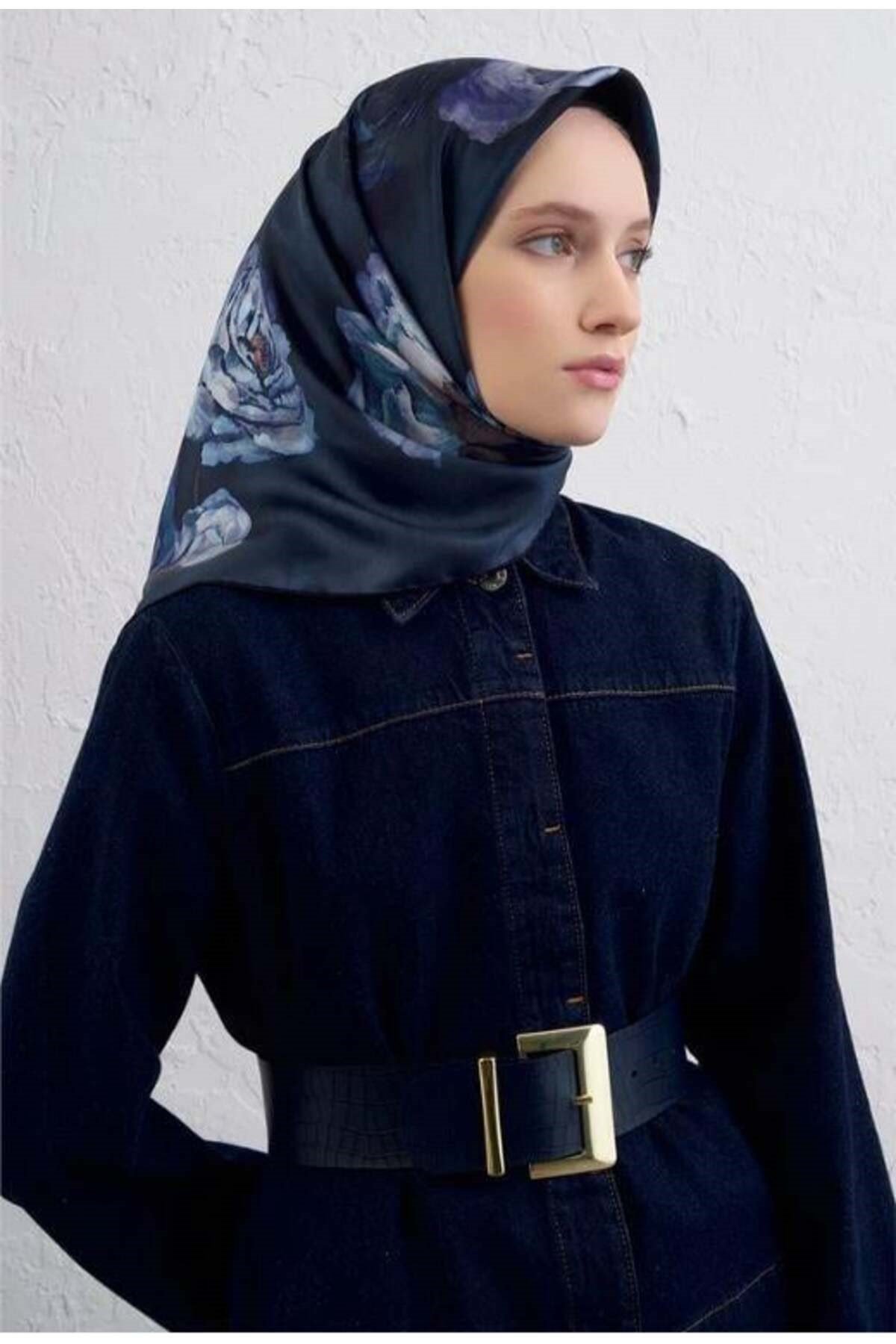 2025 Desenli Saf İpek Twill Eşarp 9419-56