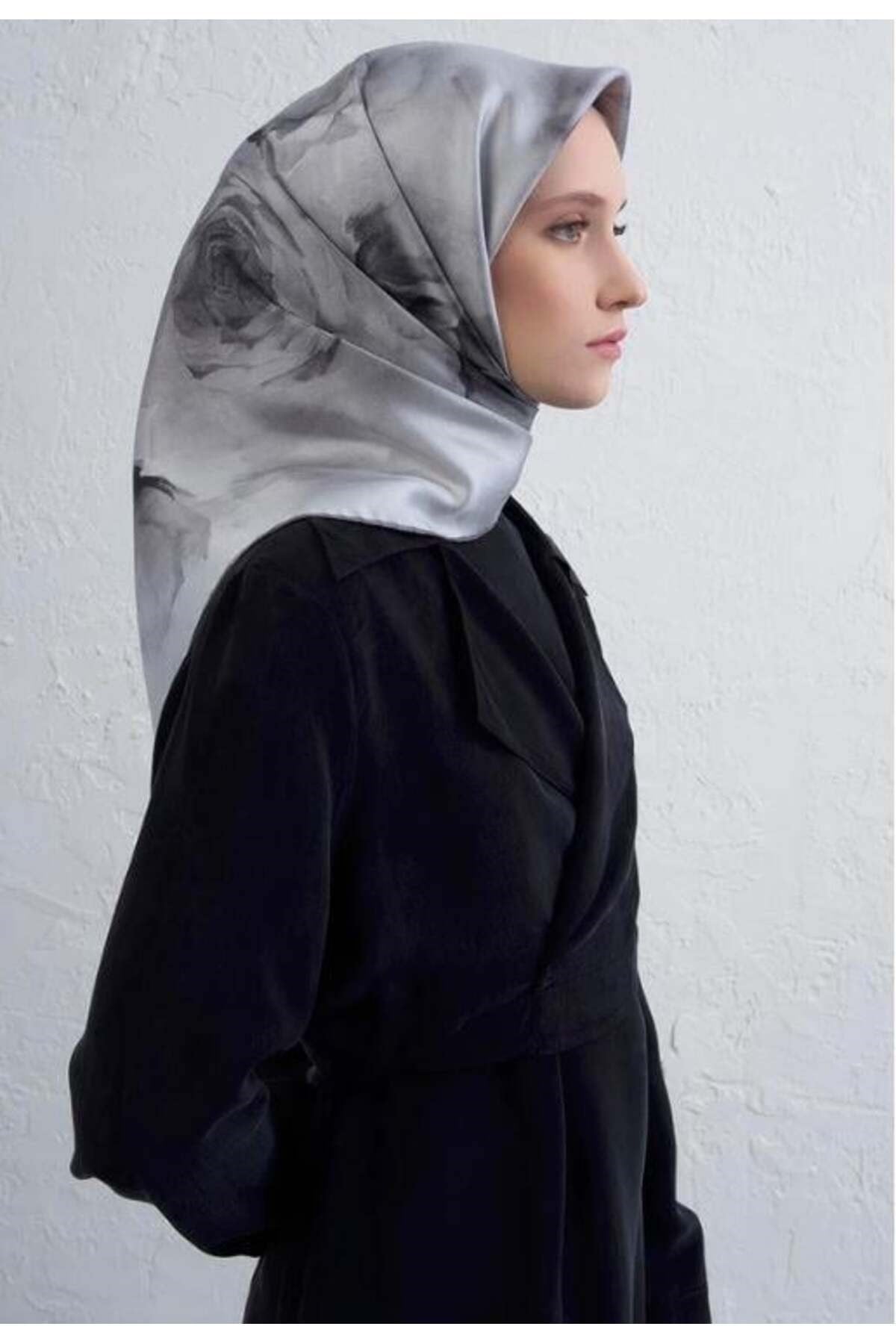 2025 Desenli Saf İpek Twill Eşarp 9426-83