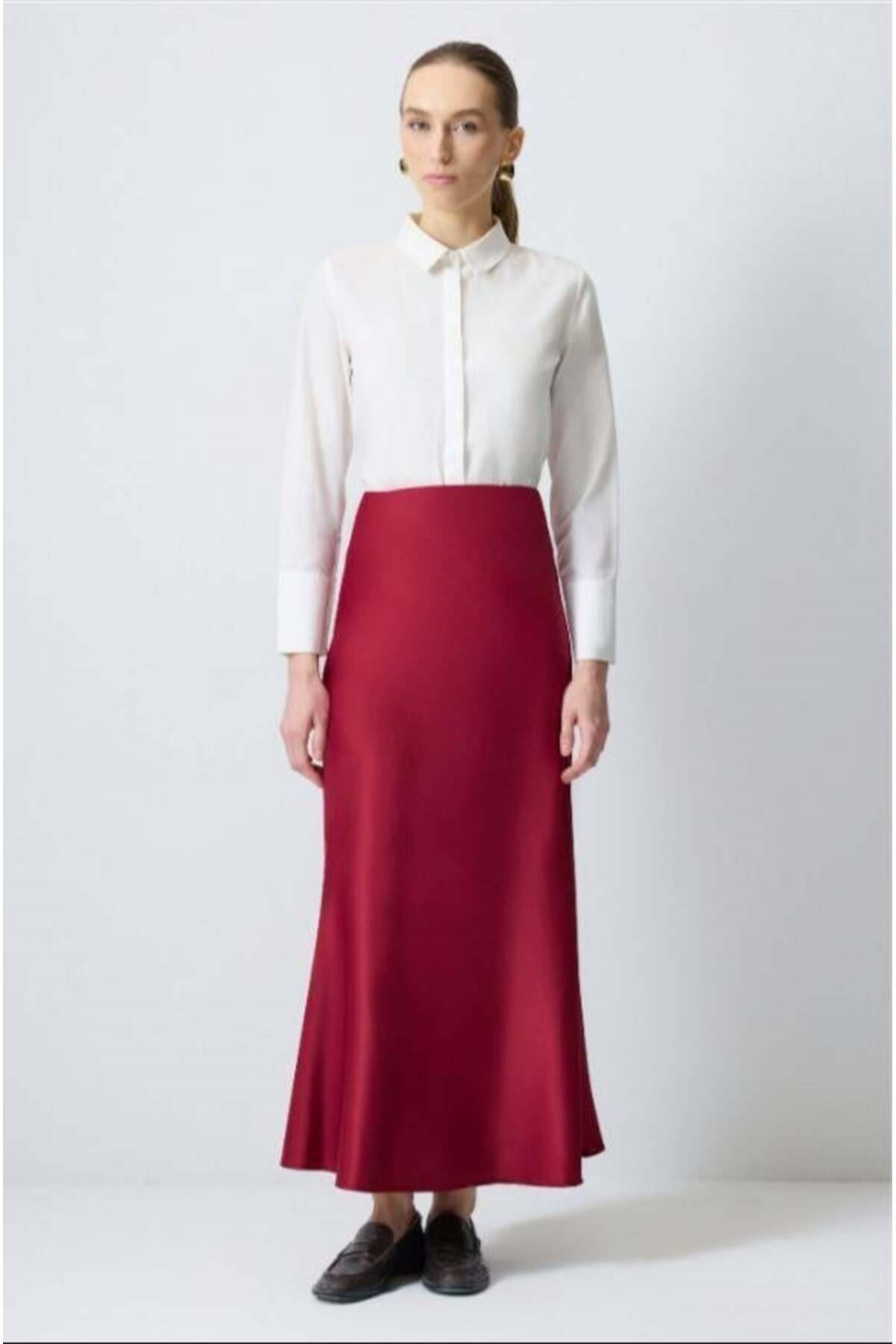 Basic Saten Etek Bordo