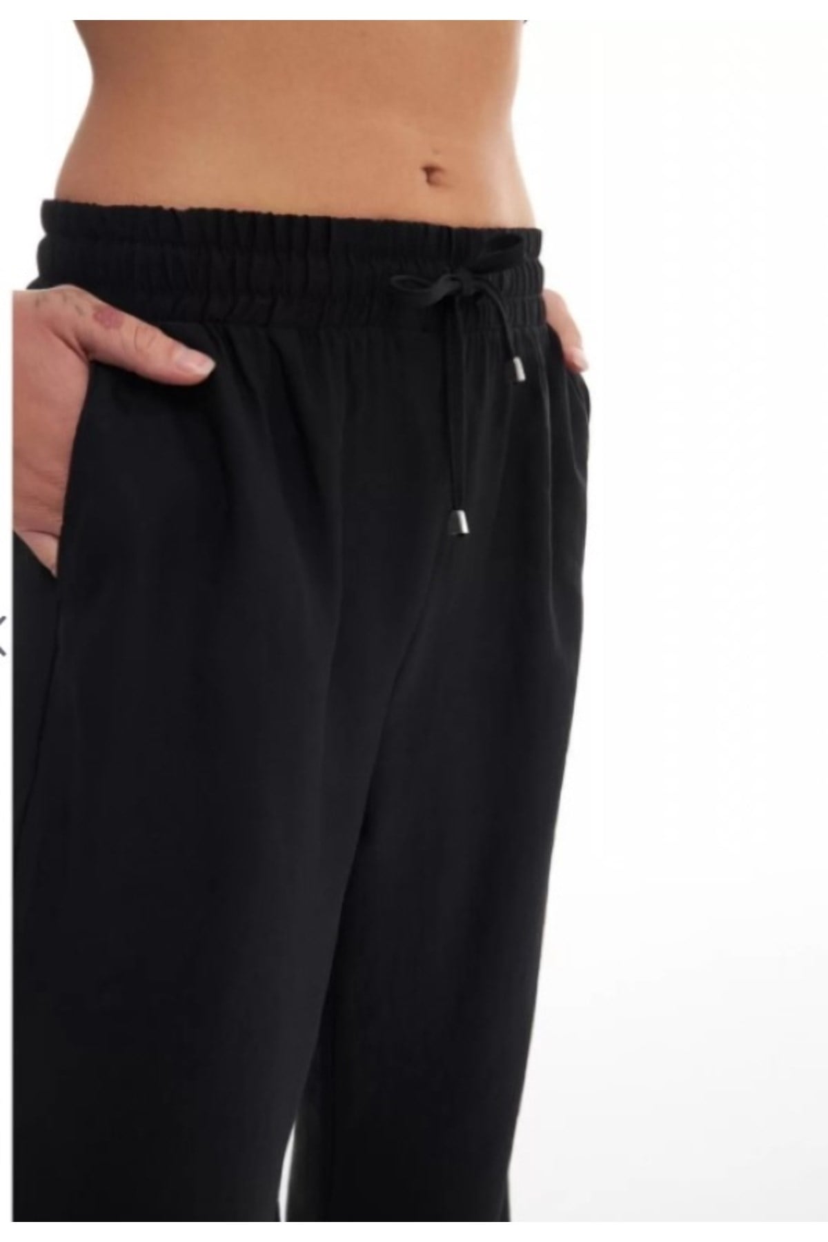Beli Lastikli Bol Paça Pantolon