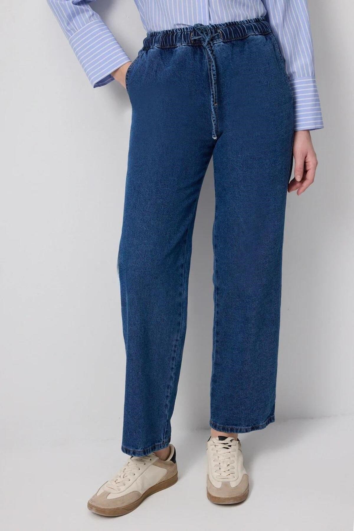 Beli Lastikli Denim Pantolon - A.Denım