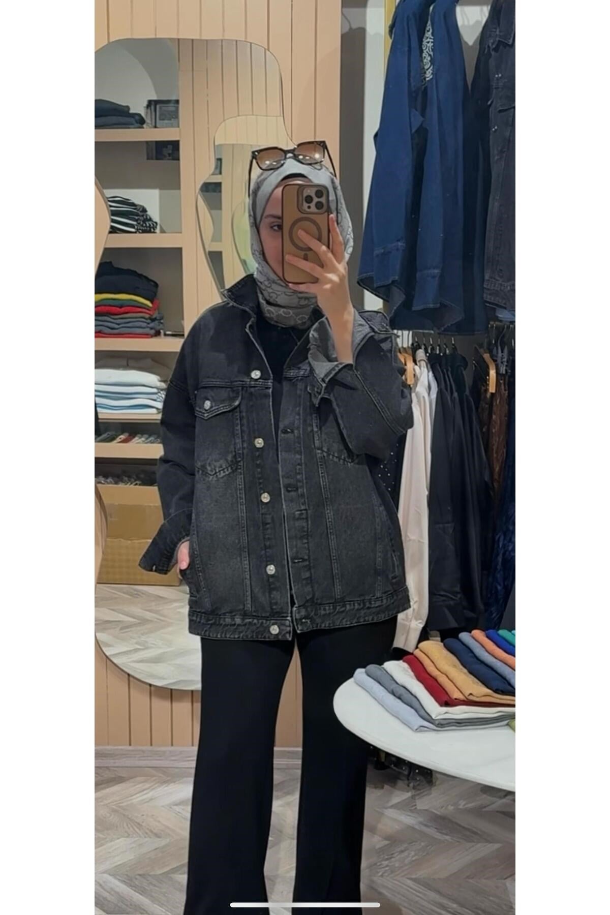 Cepli Denim Ceket Antrasit
