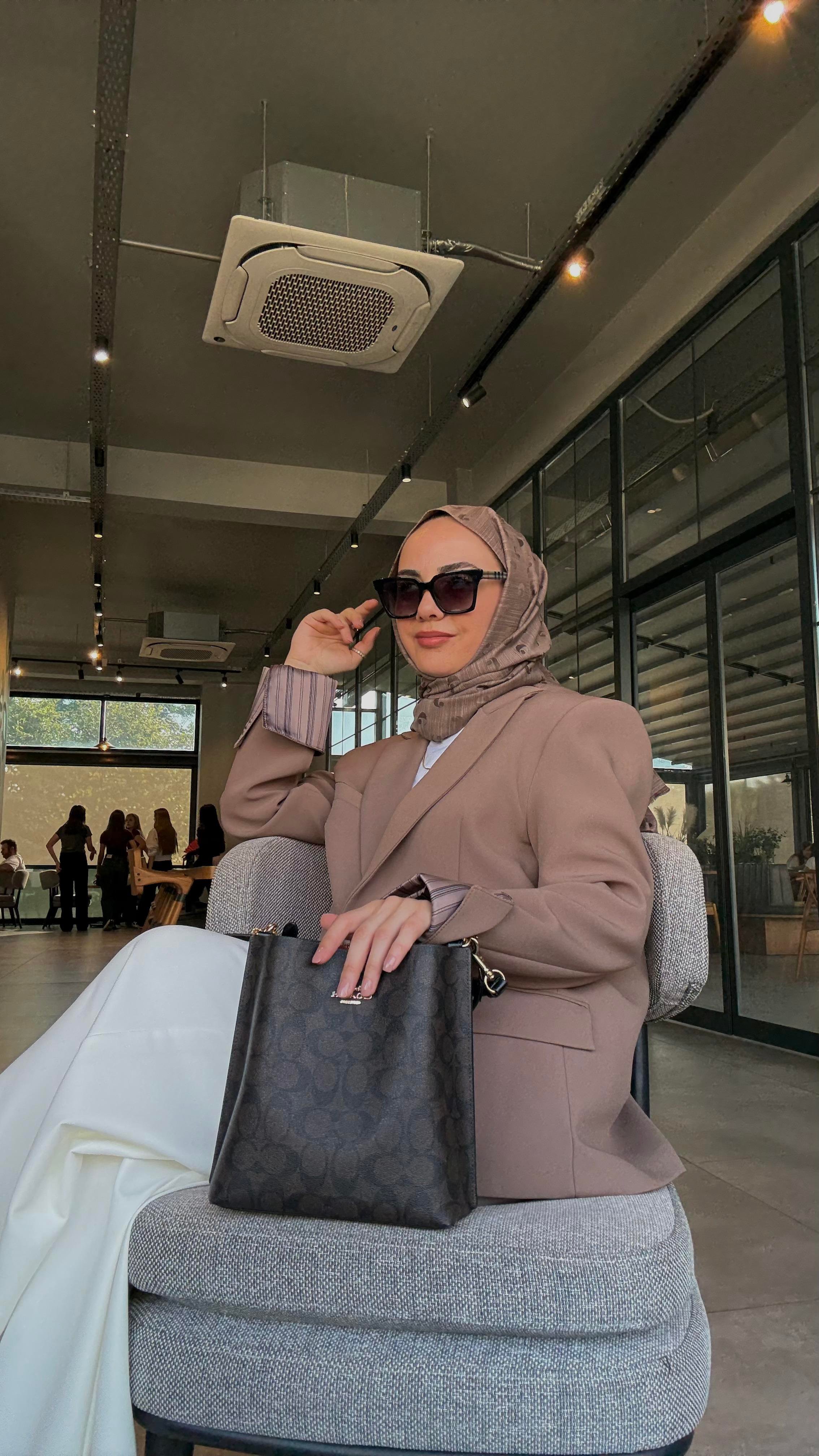 Çizgili Blazer Ceket Kahve