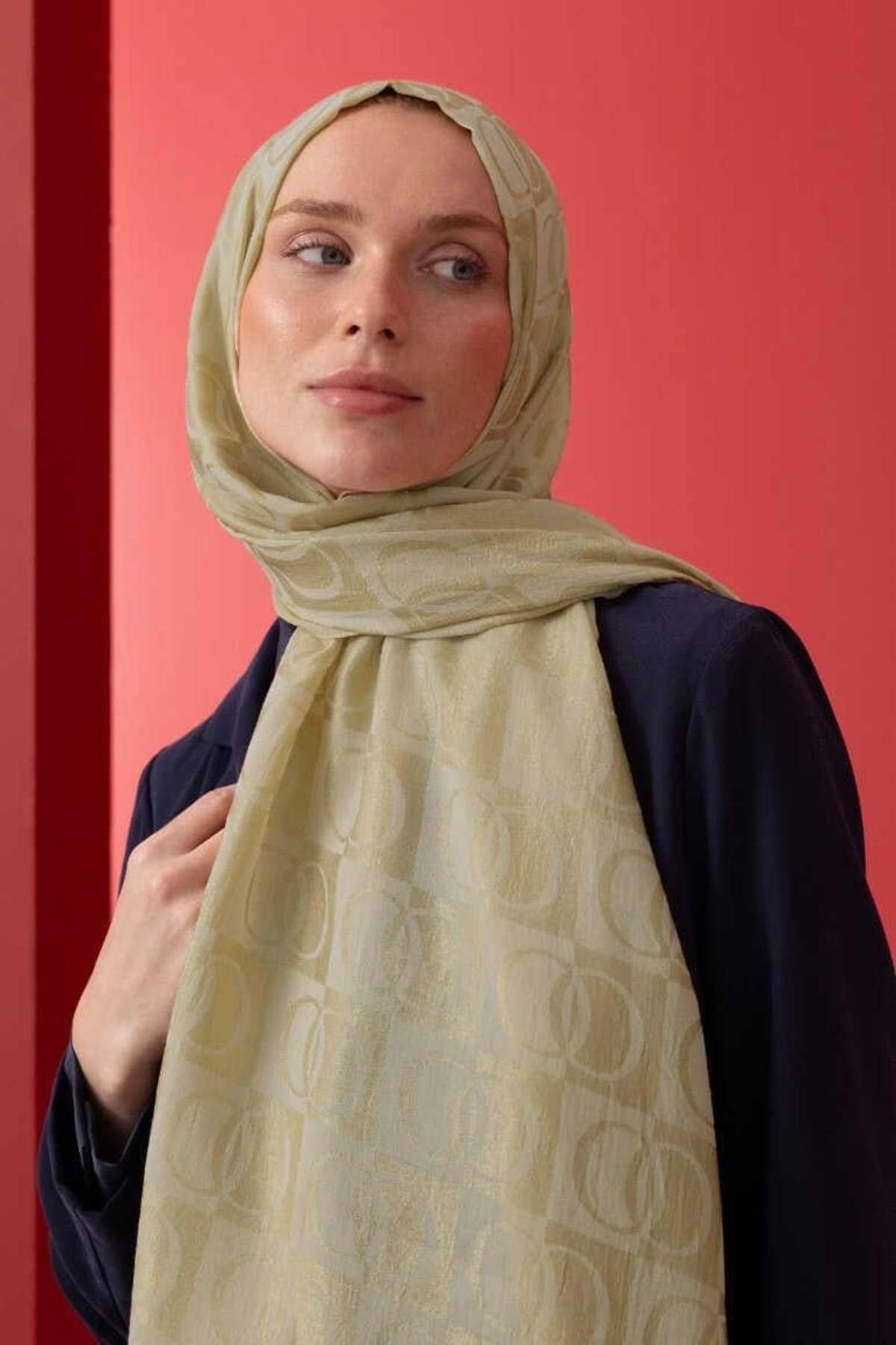 Dama Desen Naia Pamuk Şal Altın