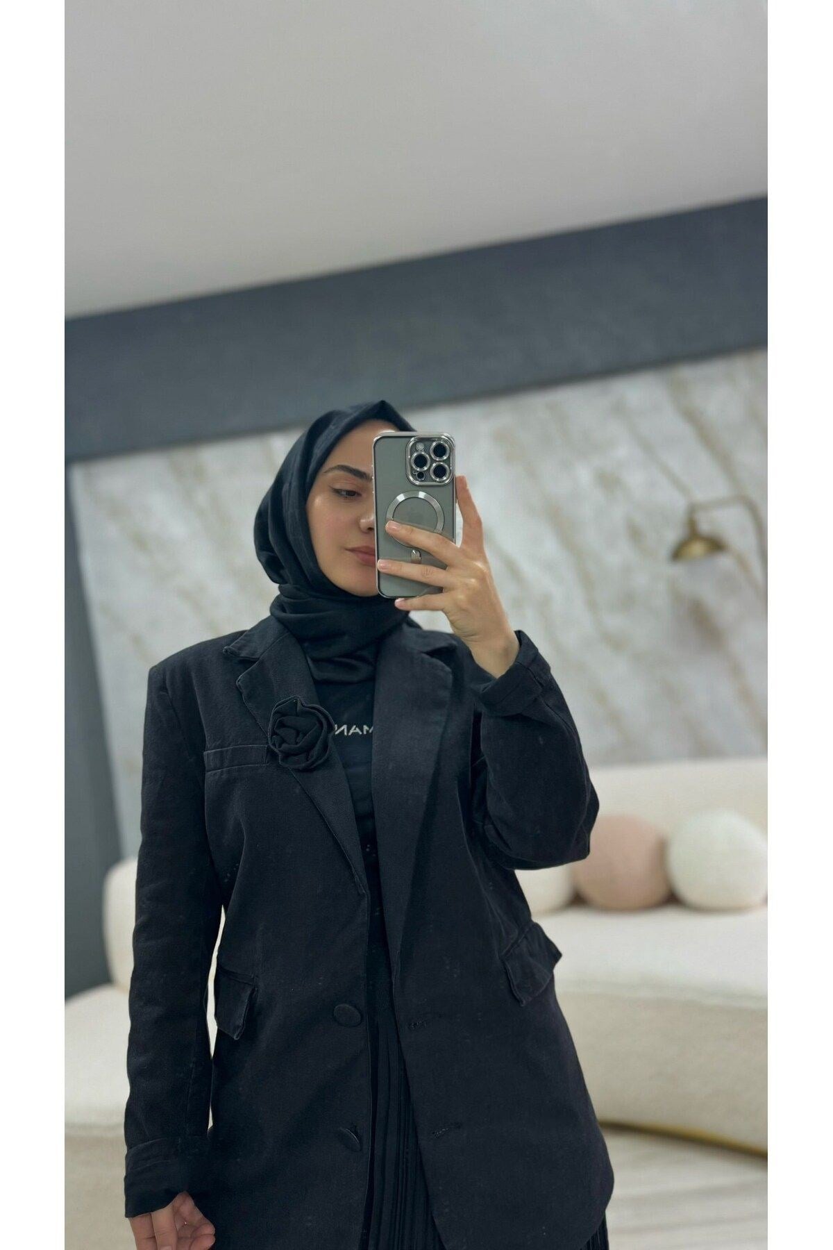 Denim Blazer Ceket Antrasit