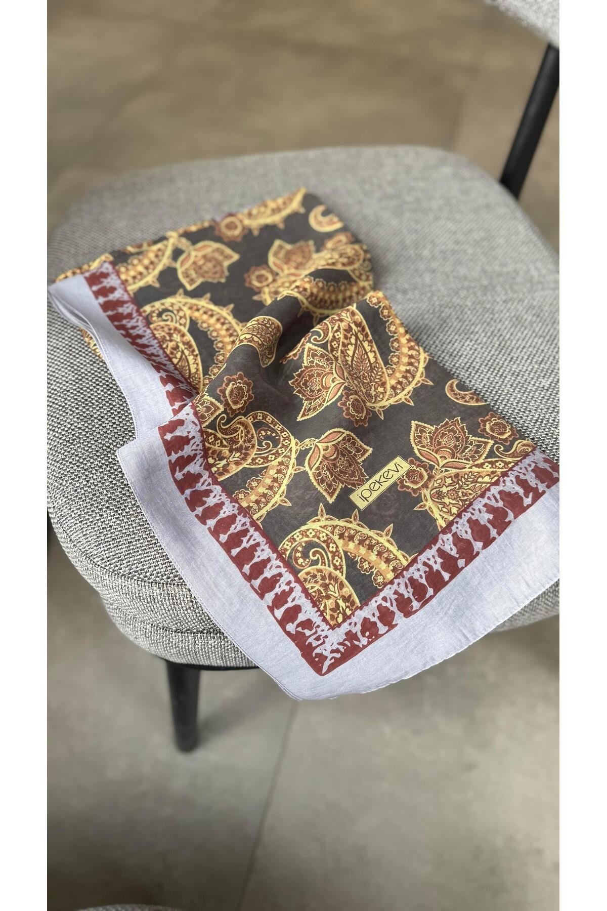Desenli Tensoft Şal 2888 Siyah Gold