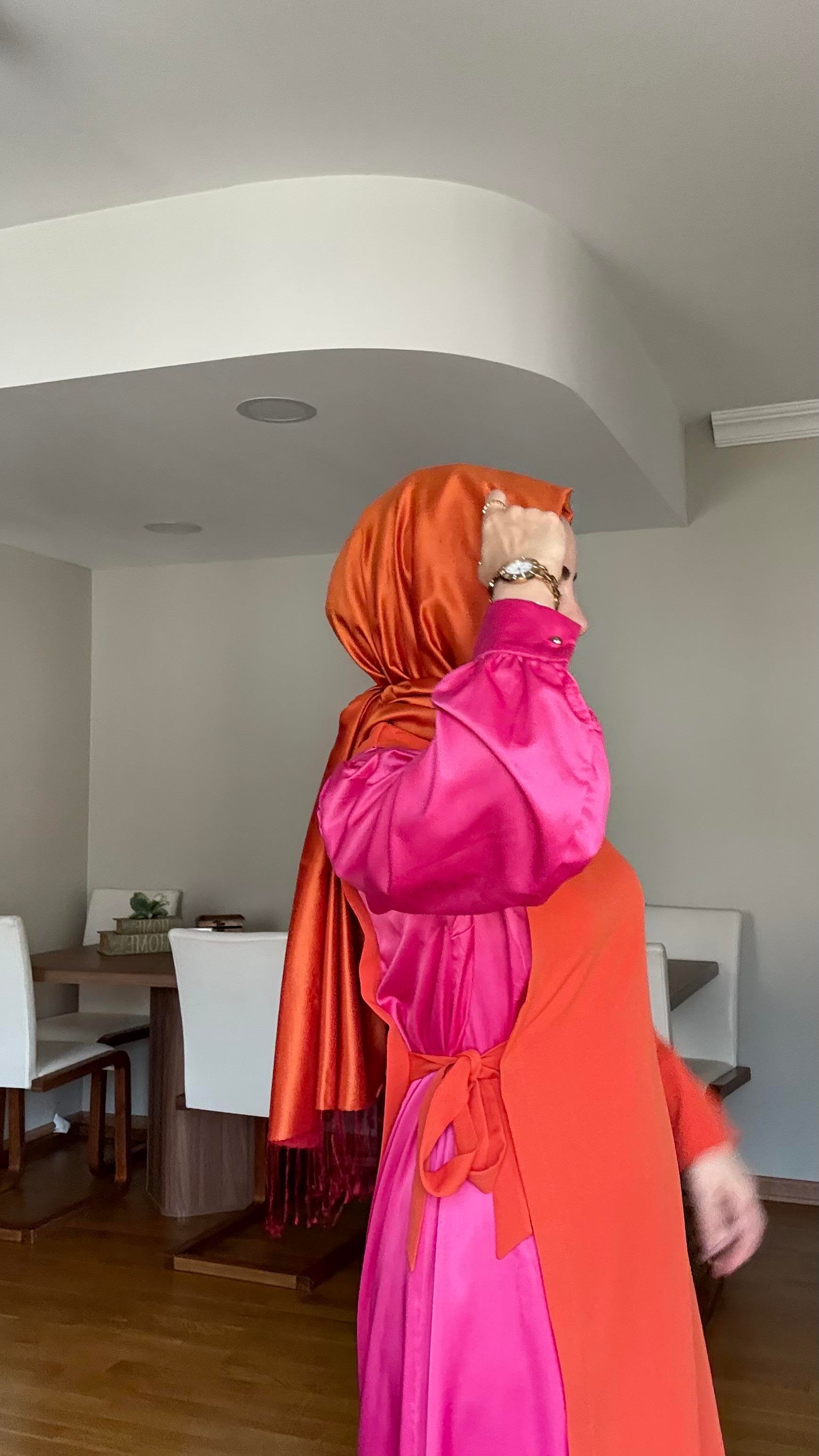 İpekevi Çift Taraflı İpek Şal Turuncu