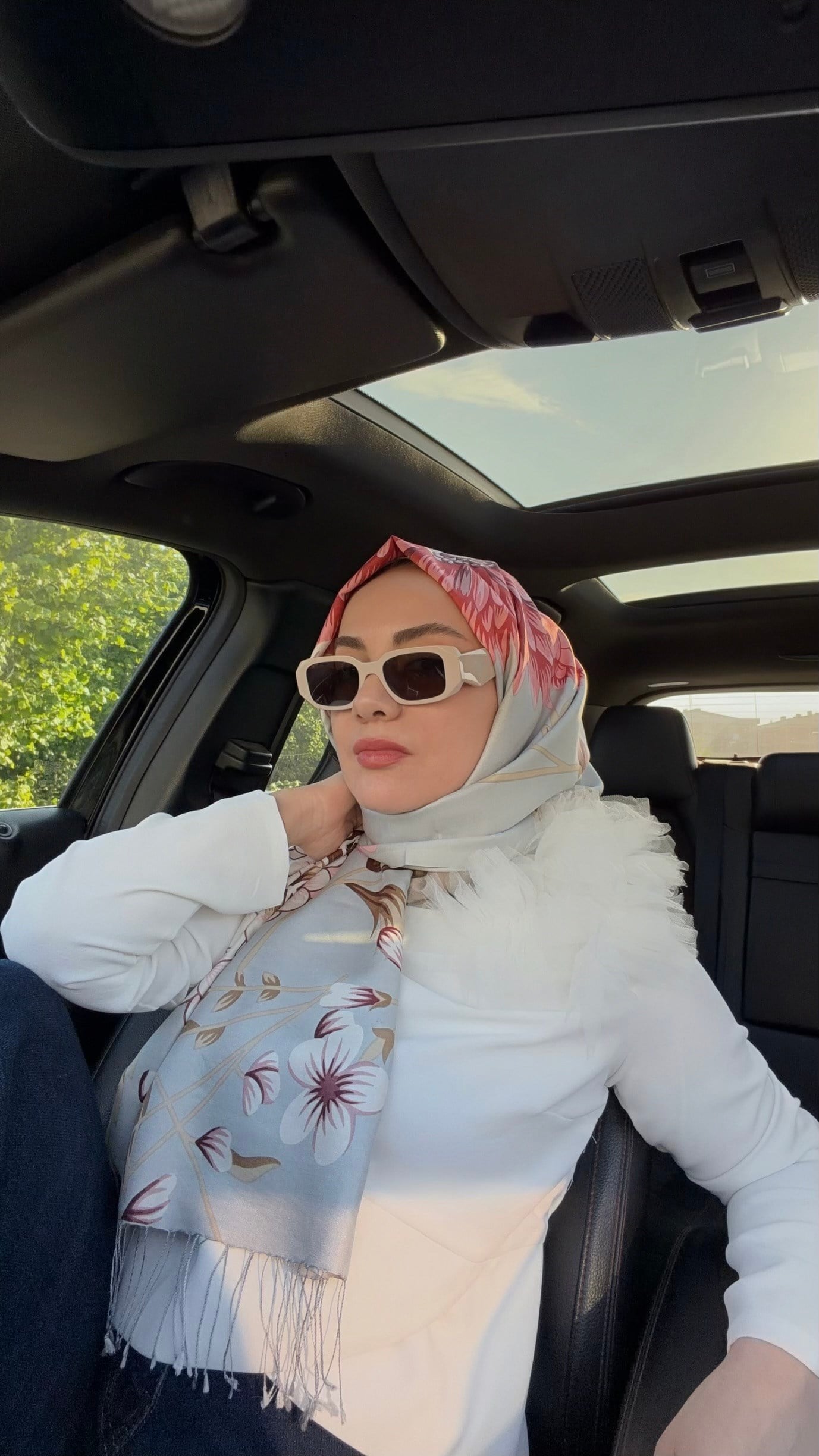 İpekevi Siona Desenli İpek Şal Gümüş