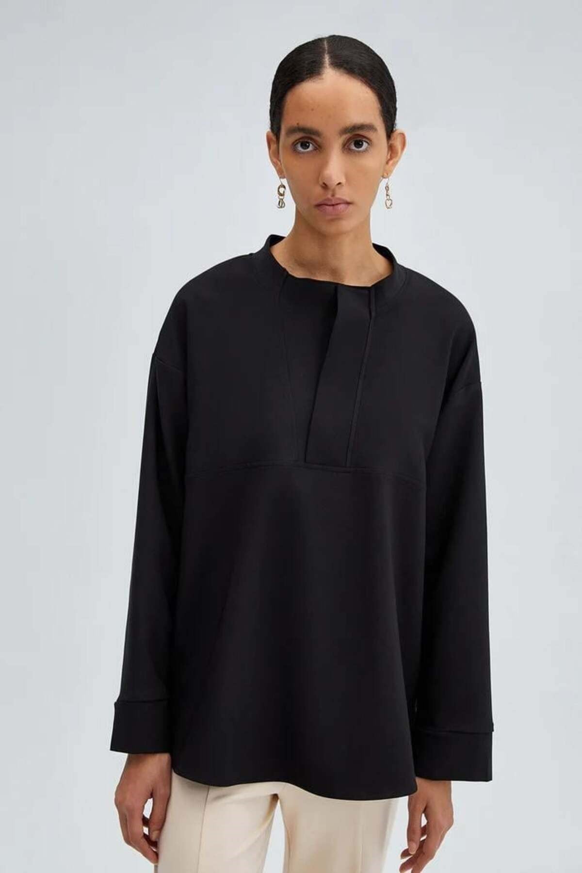 Krep Sweatshirt Siyah