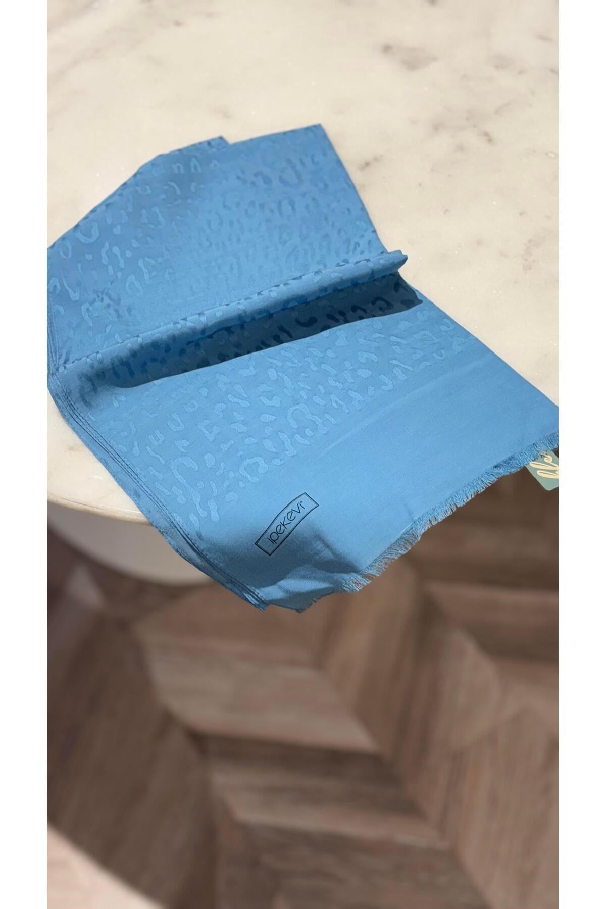 Leopar Desenli Şal 4370 Bebe Mavi