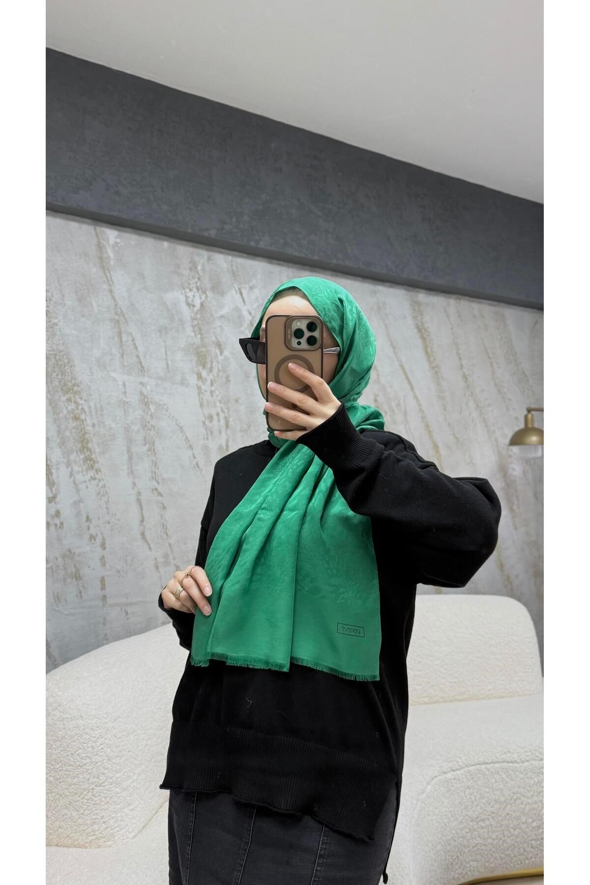 Leopar Desenli Şal 4370 Zümrüt