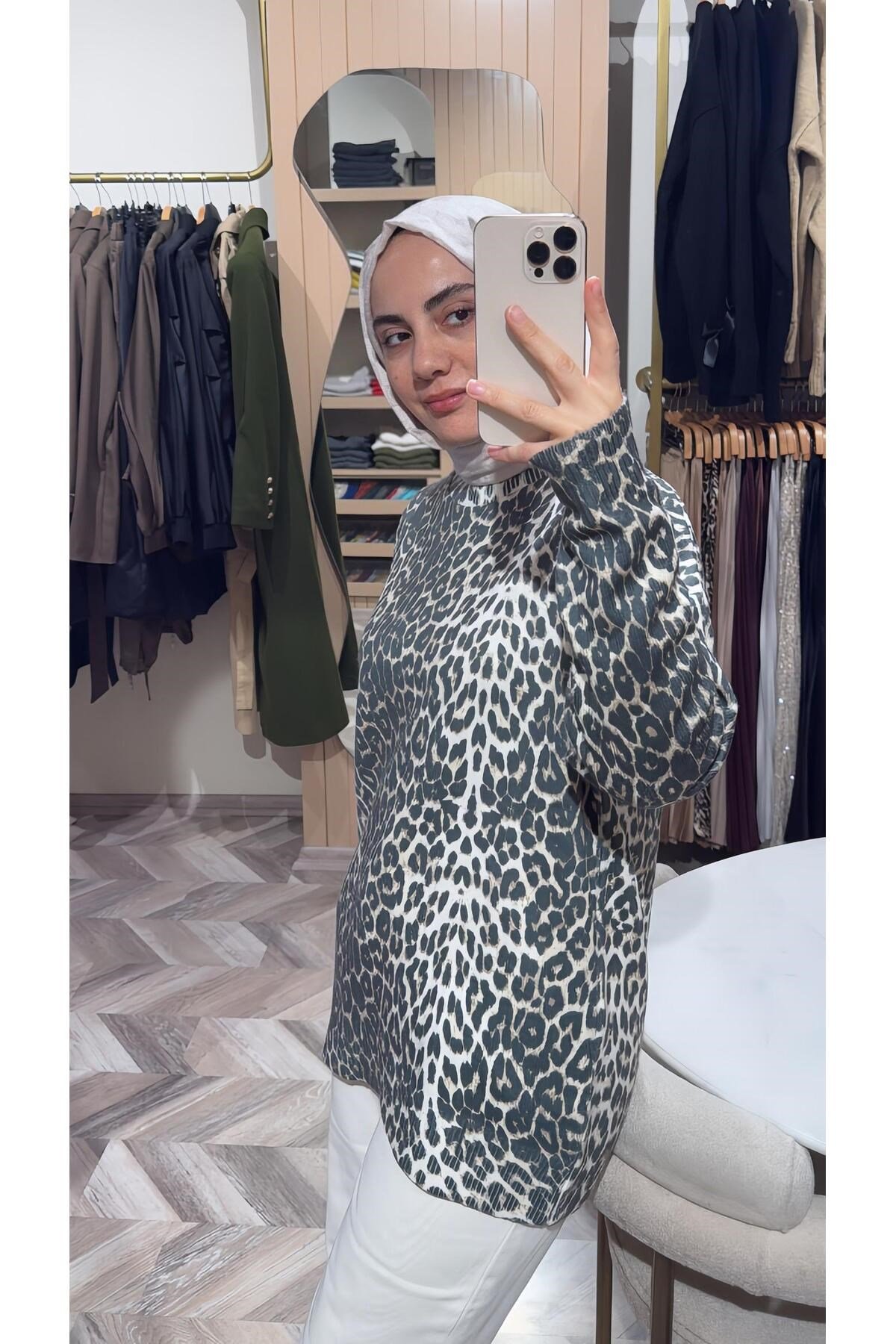 Leopar Desenli Triko Tunik
