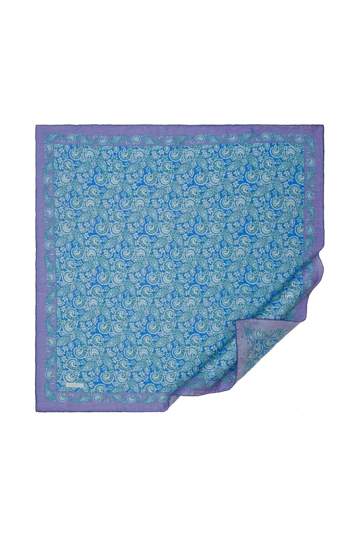 Mezopotamya Model 02 Desenli Tensel Soft Eşarp 02224-İndigo
