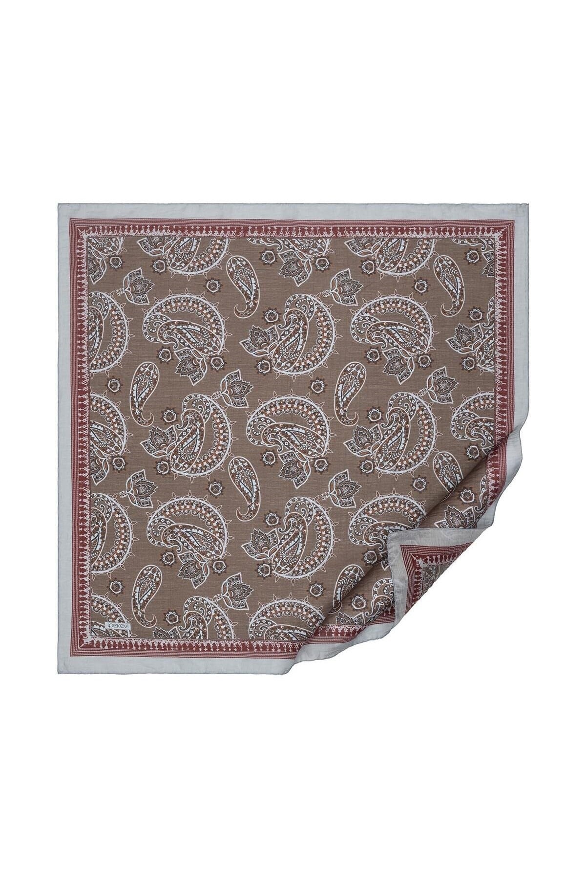 Mezopotamya Model 04 Desenli Tensel Soft Eşarp 02227-Gümüş Vizon