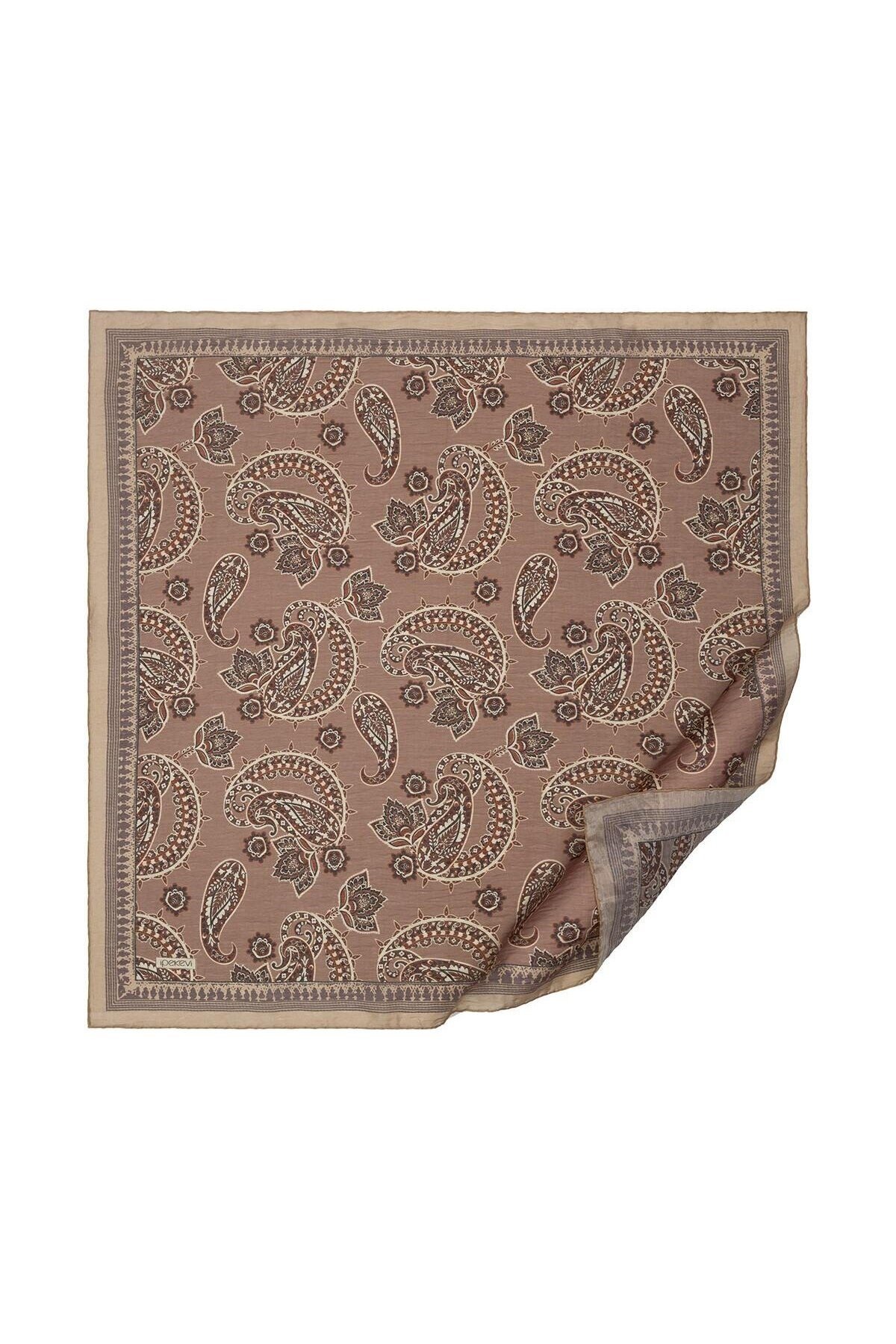 Mezopotamya Model 04 Desenli Tensel Soft Eşarp 02227-Kum Beji
