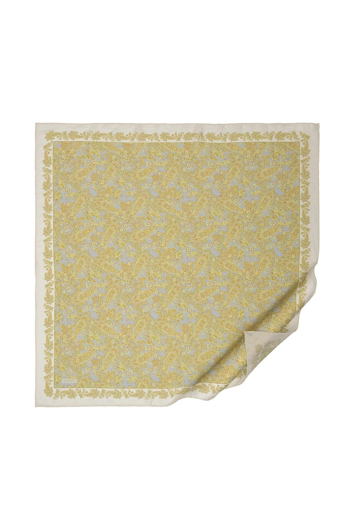 Mezopotamya Model 06 Desenli Tensel Soft Eşarp 02225-Krem Bej