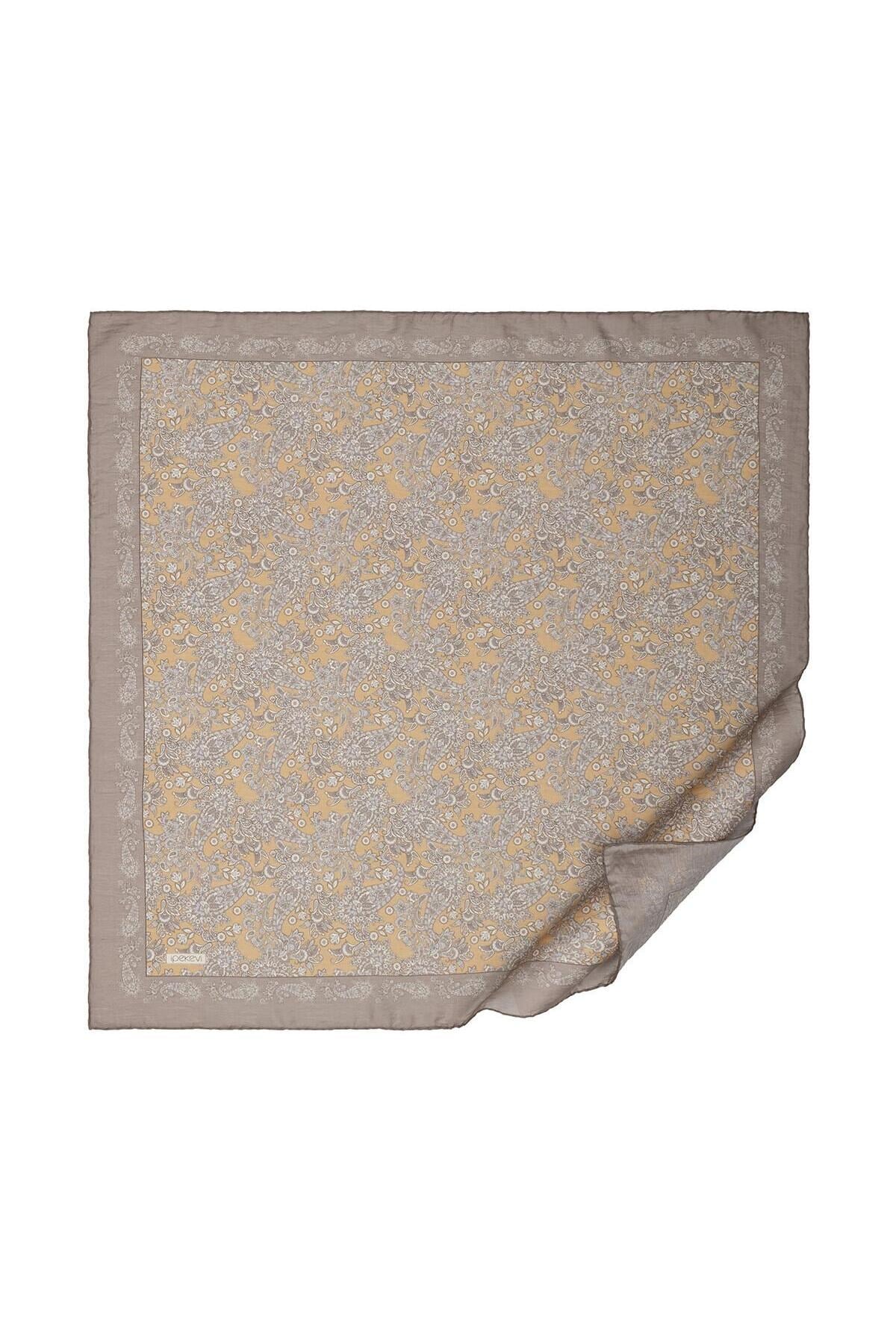 Mezopotamya Model 06 Desenli Tensel Soft Eşarp 02225-Vizon