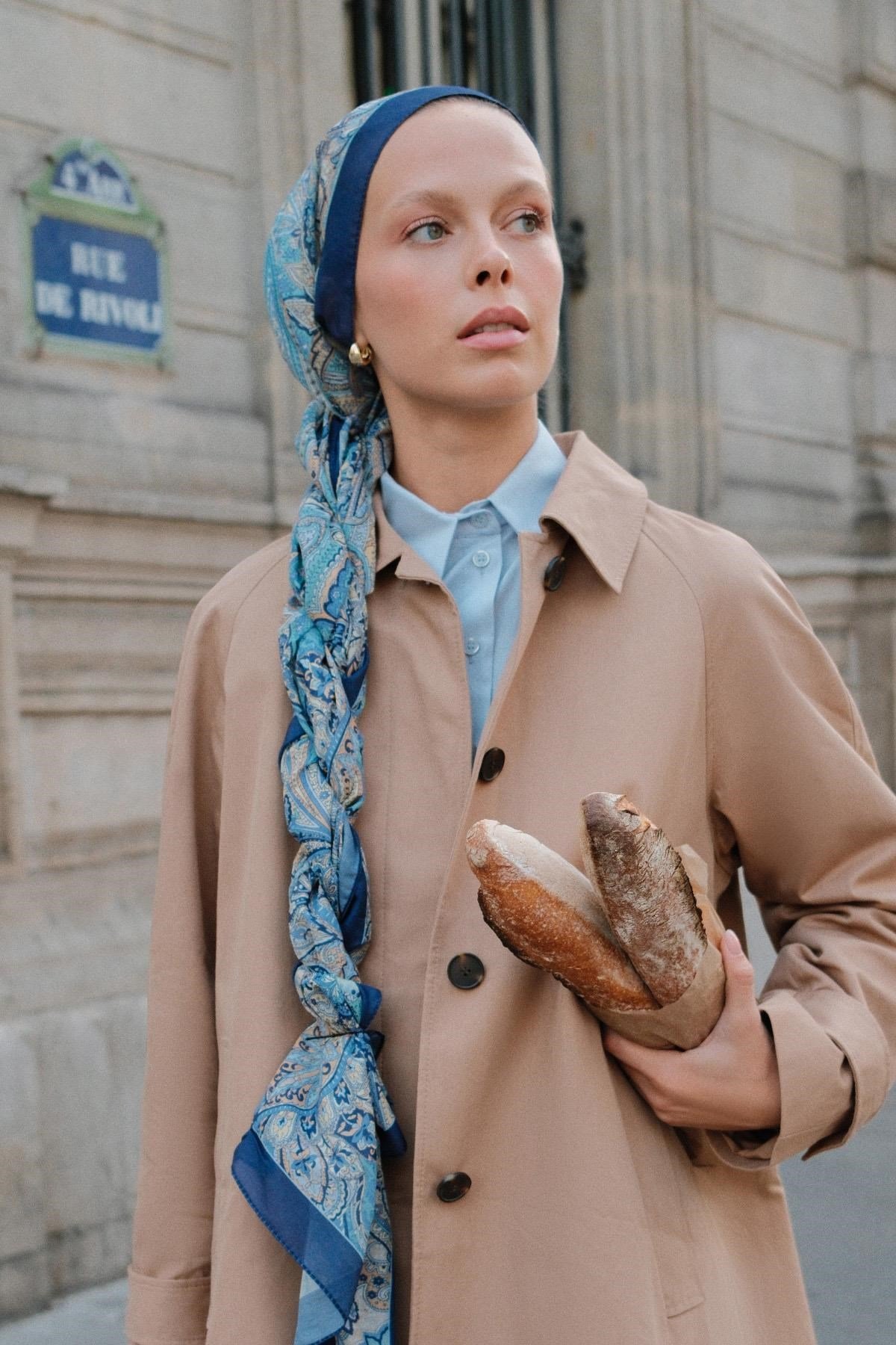 Nilla Pamuklu Şal Cappadocia Mavi