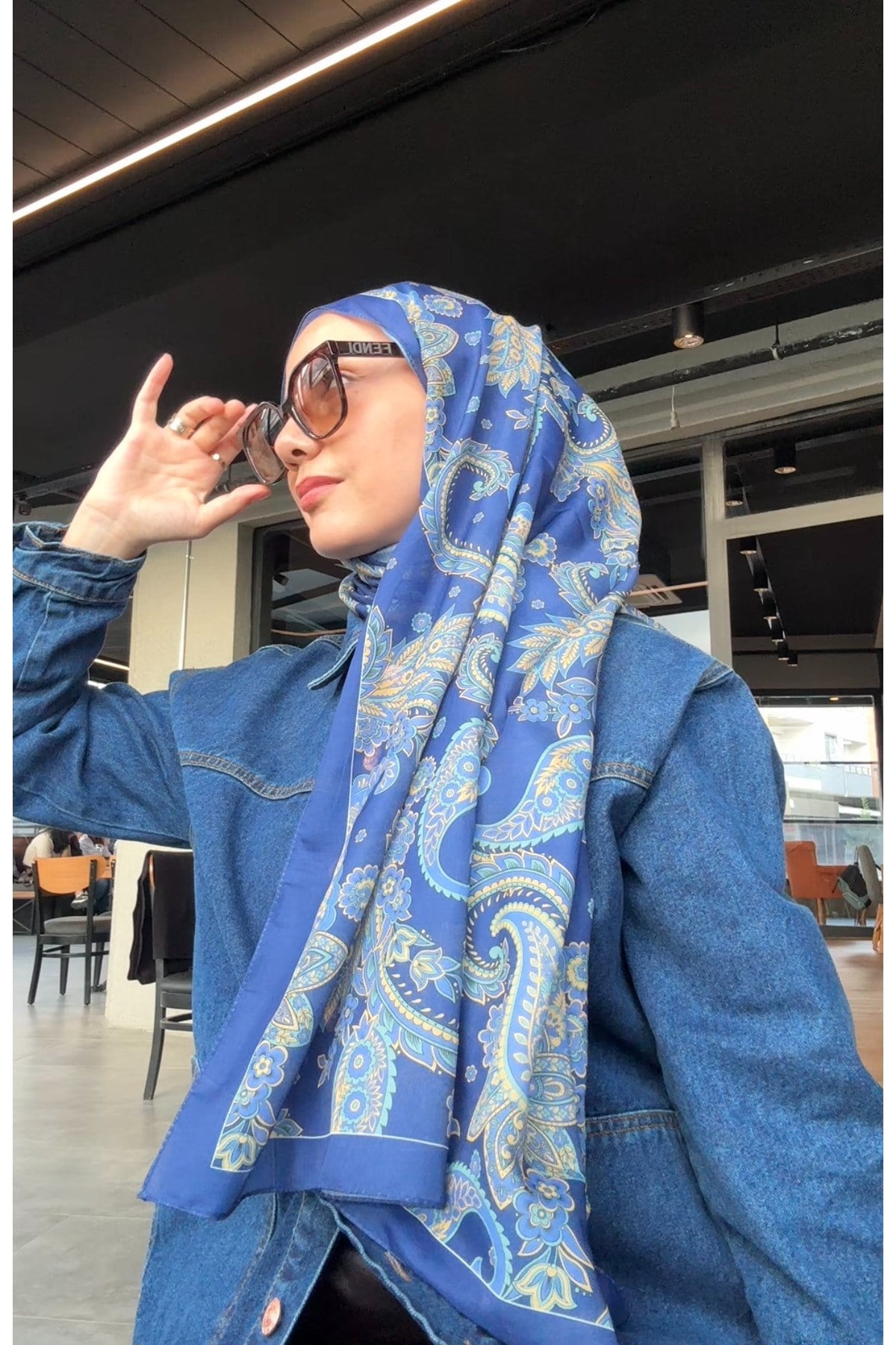 Nilla Pamuklu Şal Mosaic Indigo