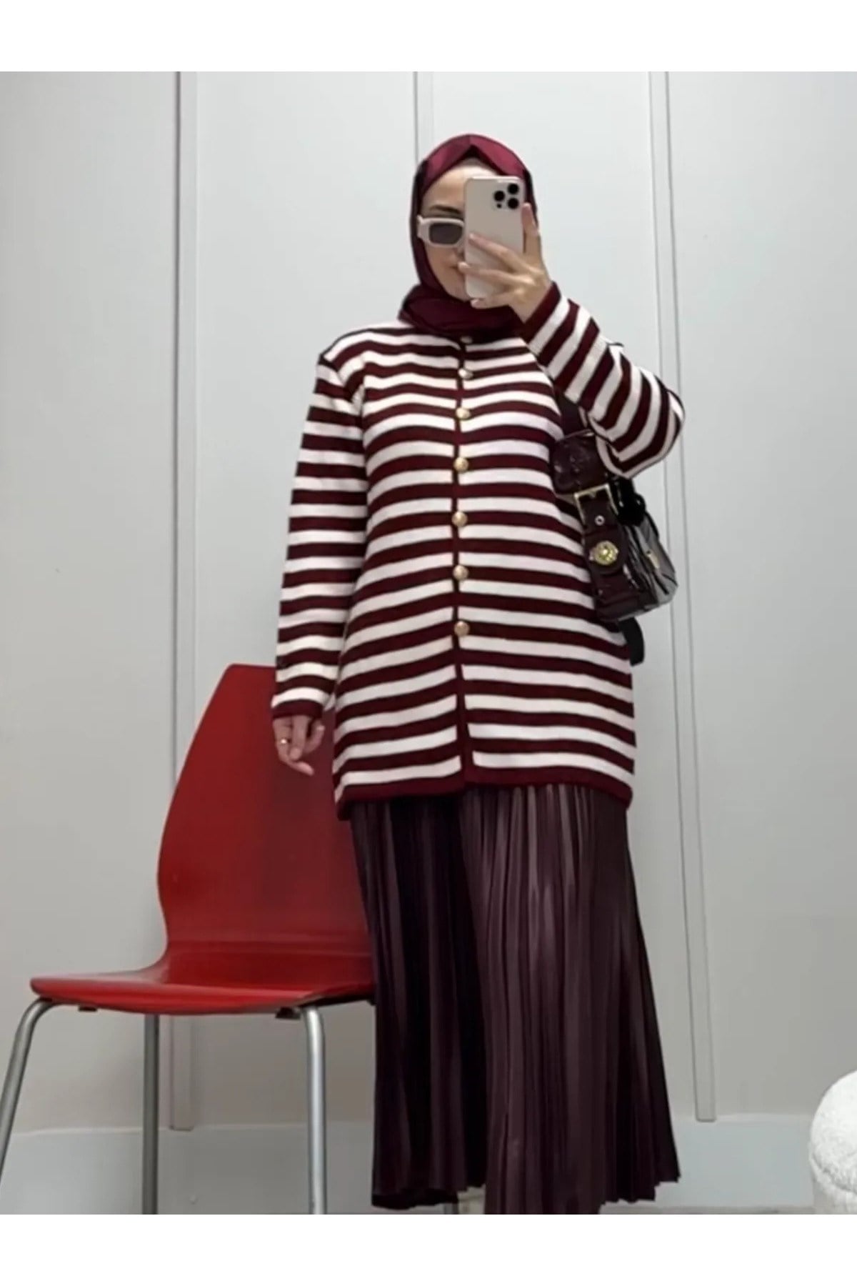 Piliseli Etek Bordo