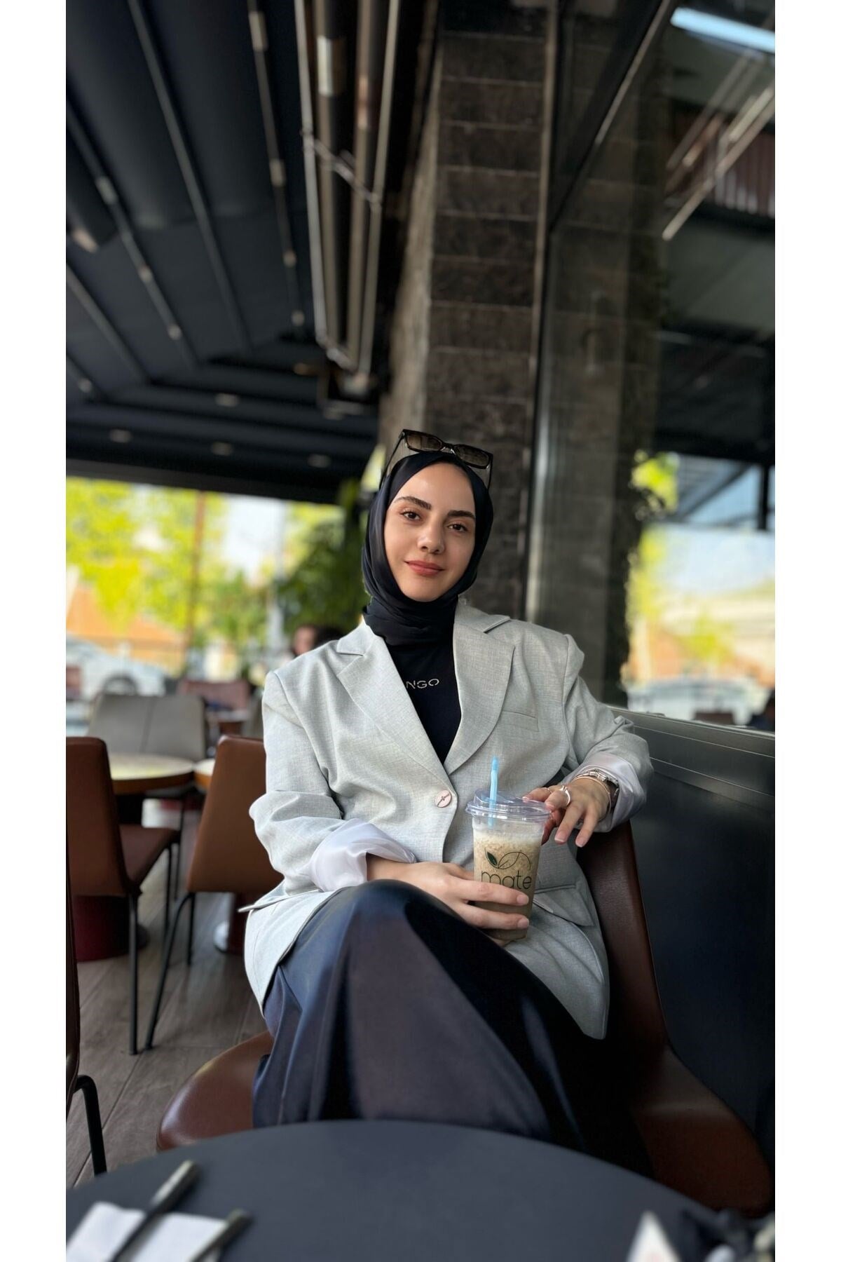 Semra İlhan - Saten Blazer Ceket Gri