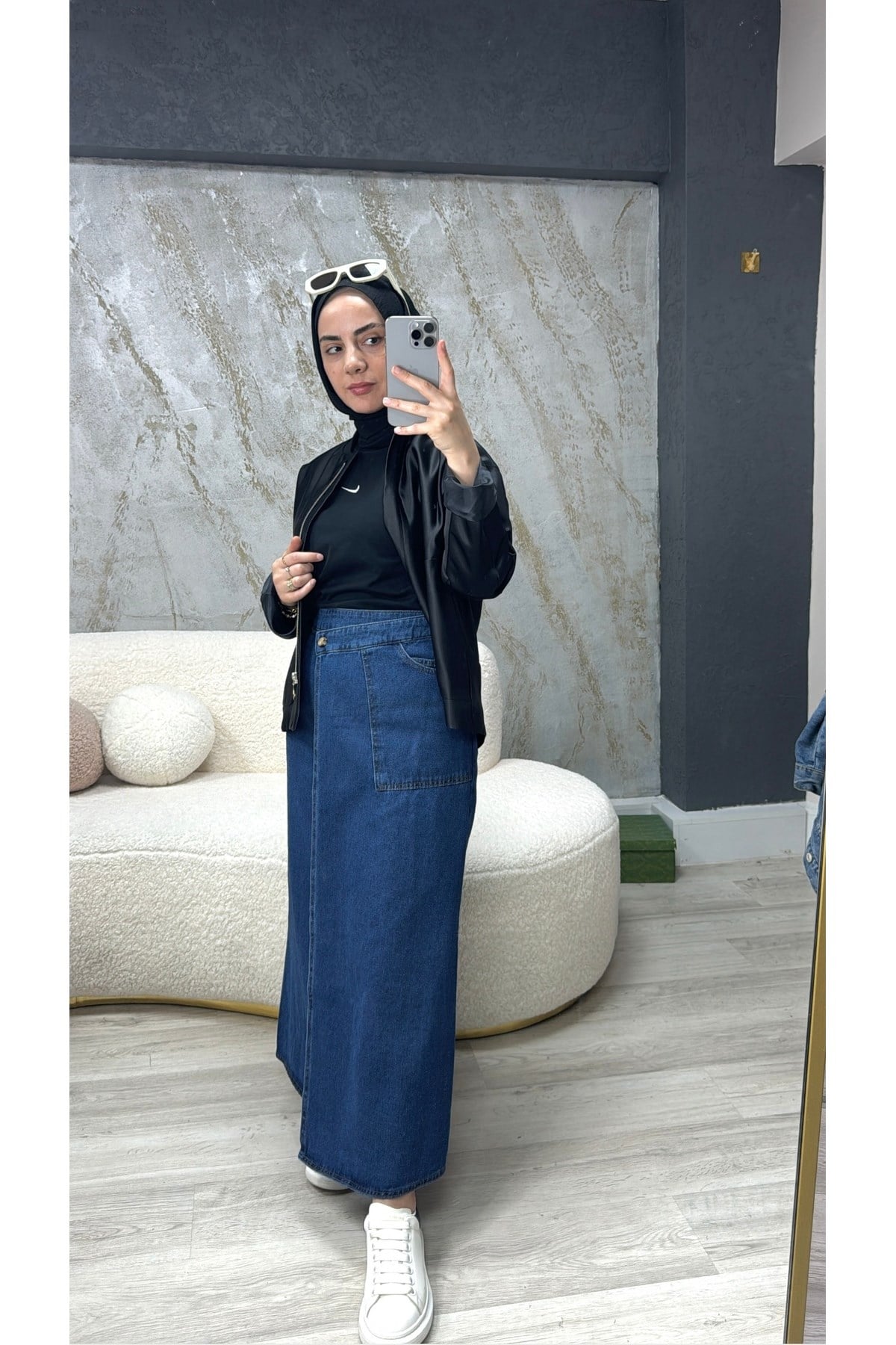 Semra İlhan - Touche Kruvaze Denim Etek Denim