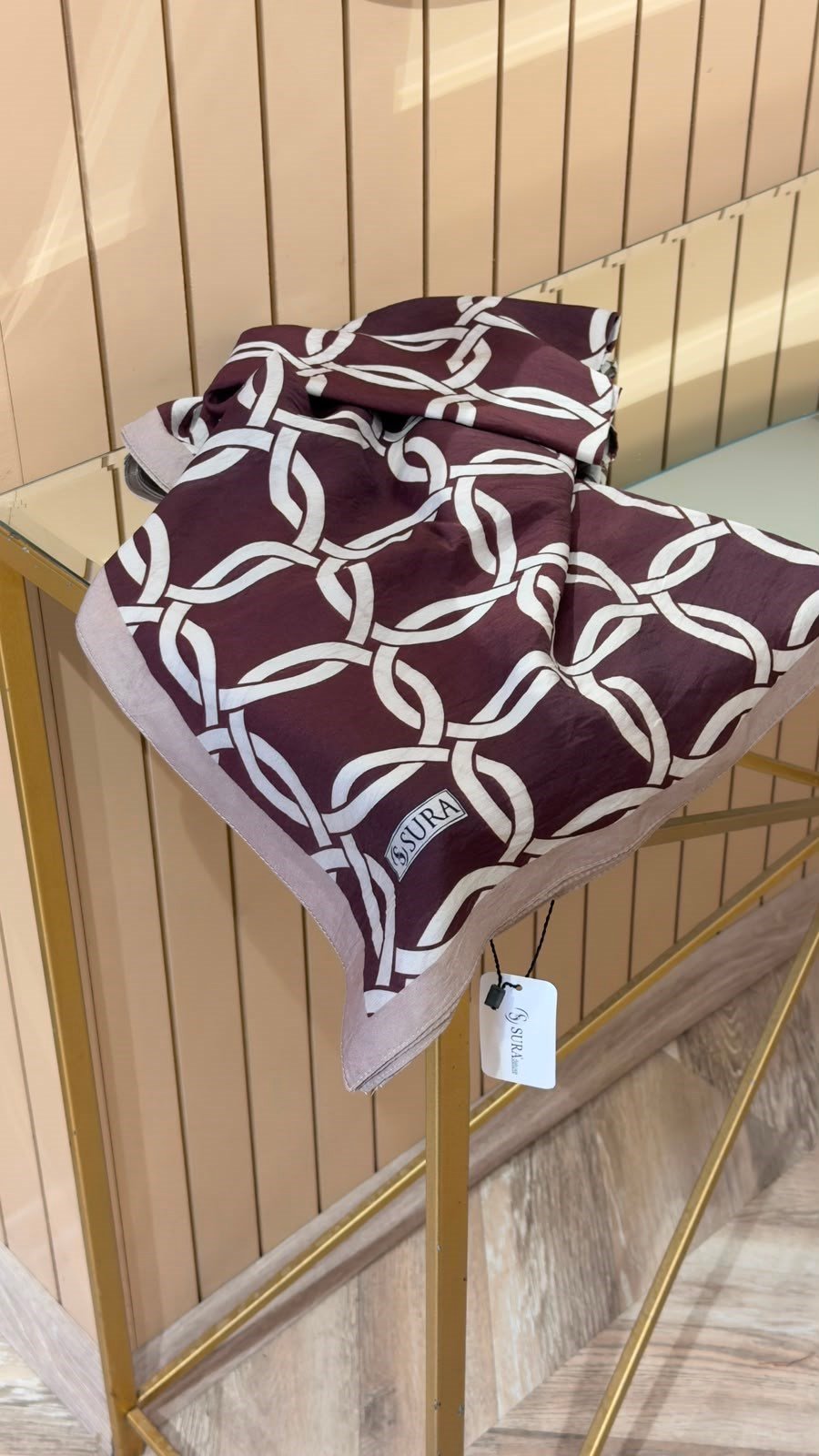 Sura Zincir Desen Şal Bordo