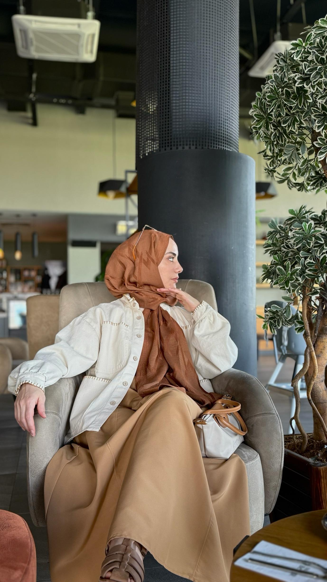 Touche Beli Büzgülü Dokuma Etek Camel