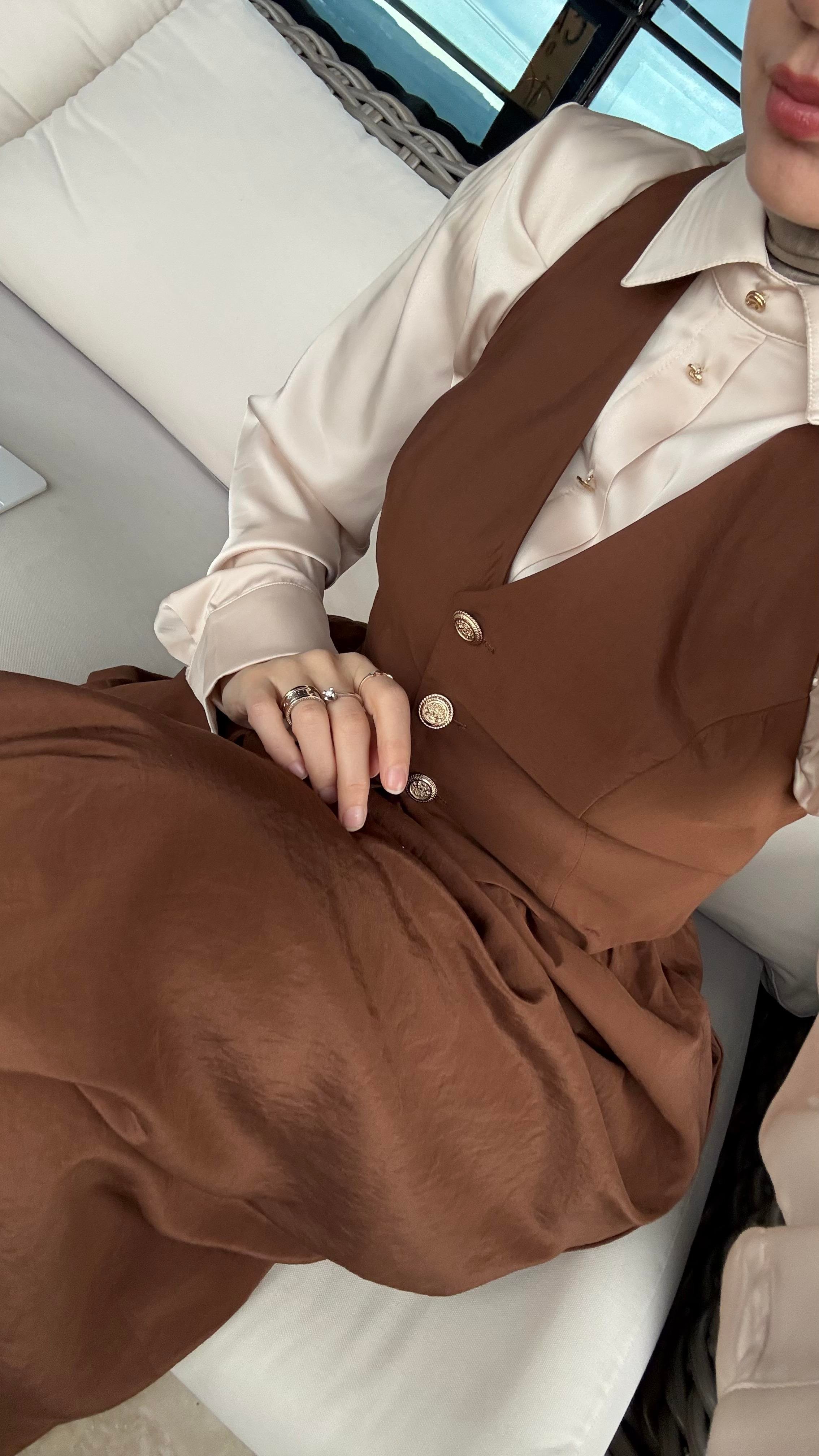 Touche Çıtçıtlı Saten Gömlek Body Taş