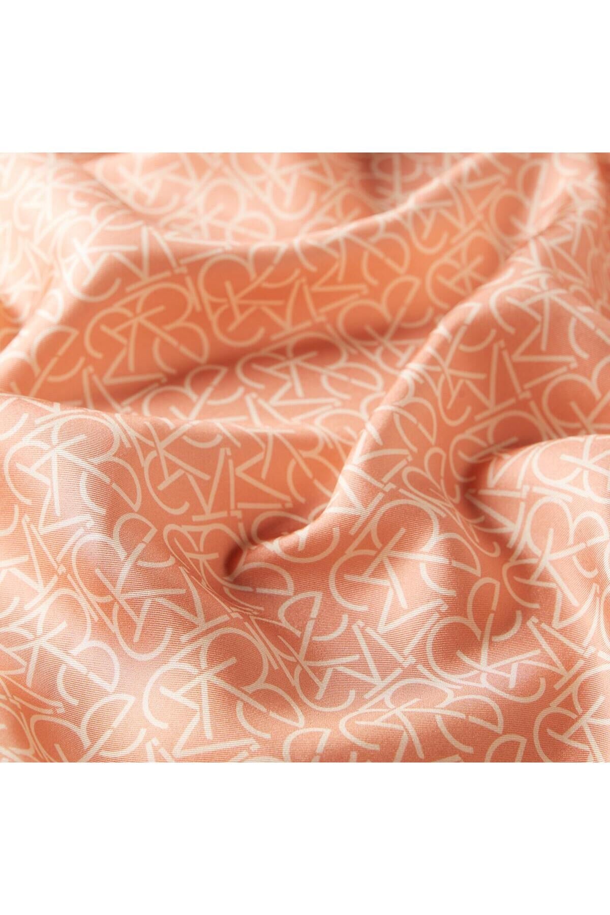 Twill İpek Eşarp - Typo Monogram - Somon