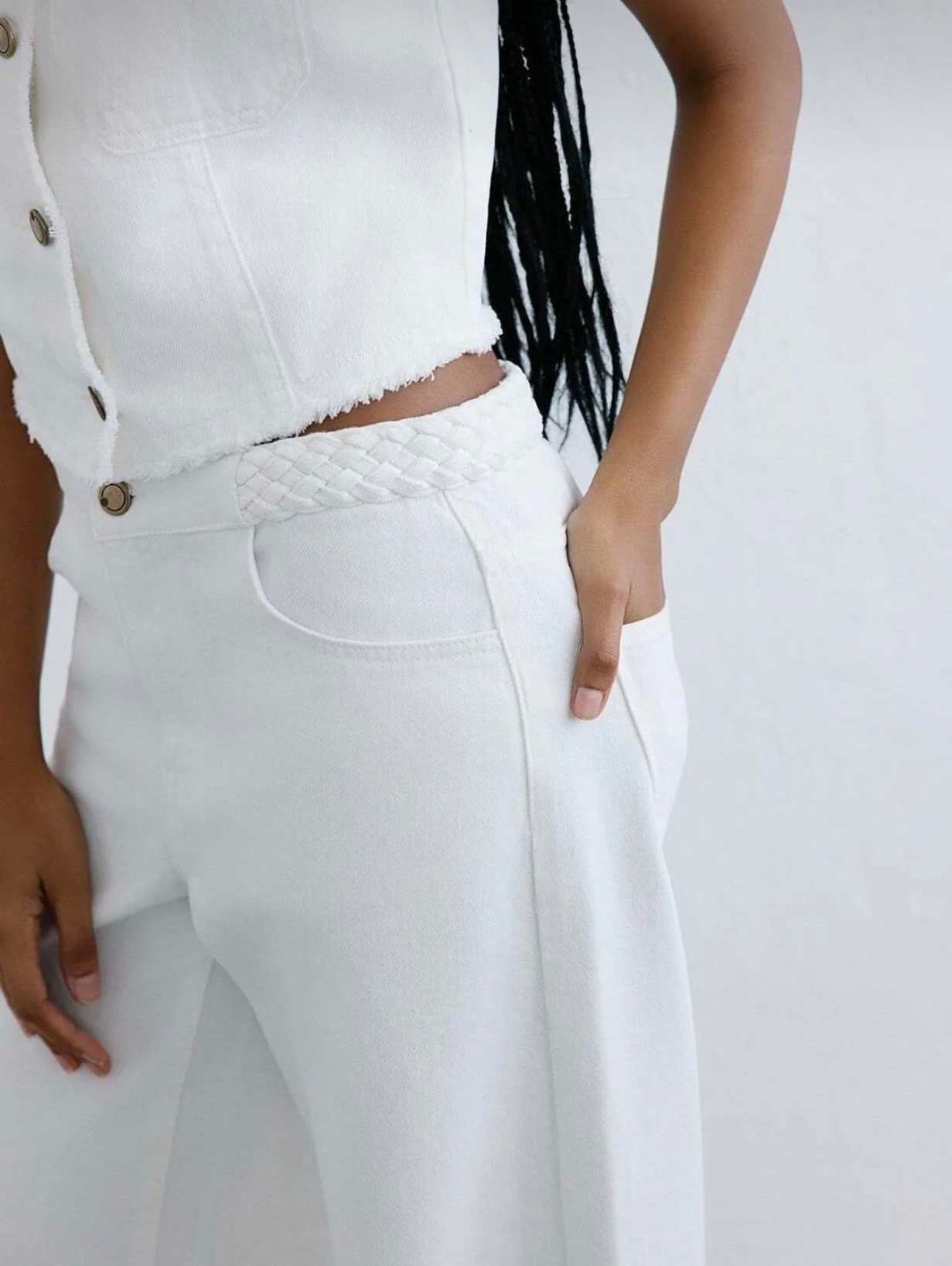 Yüksek Bel Geniş Paça Denim Pantolon