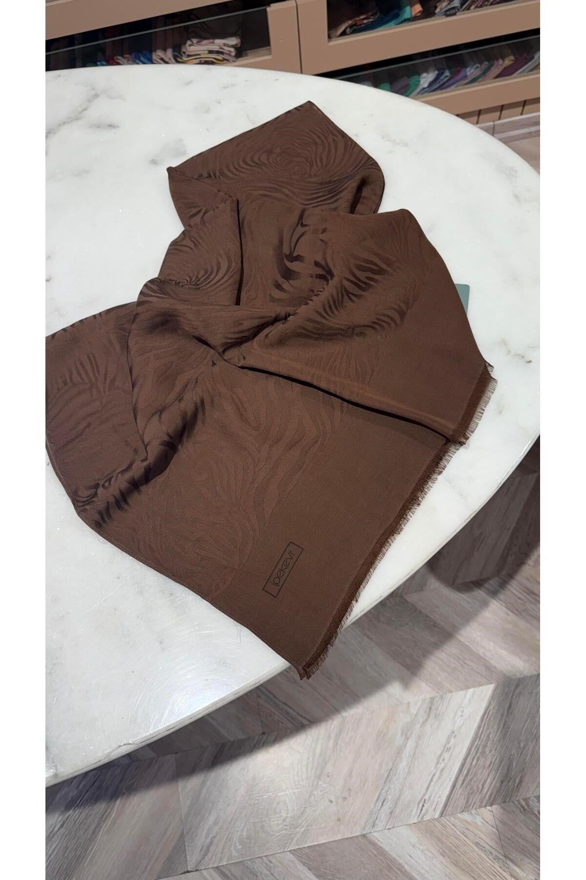 Zebra Desen Şal 4373 Acı Kahve