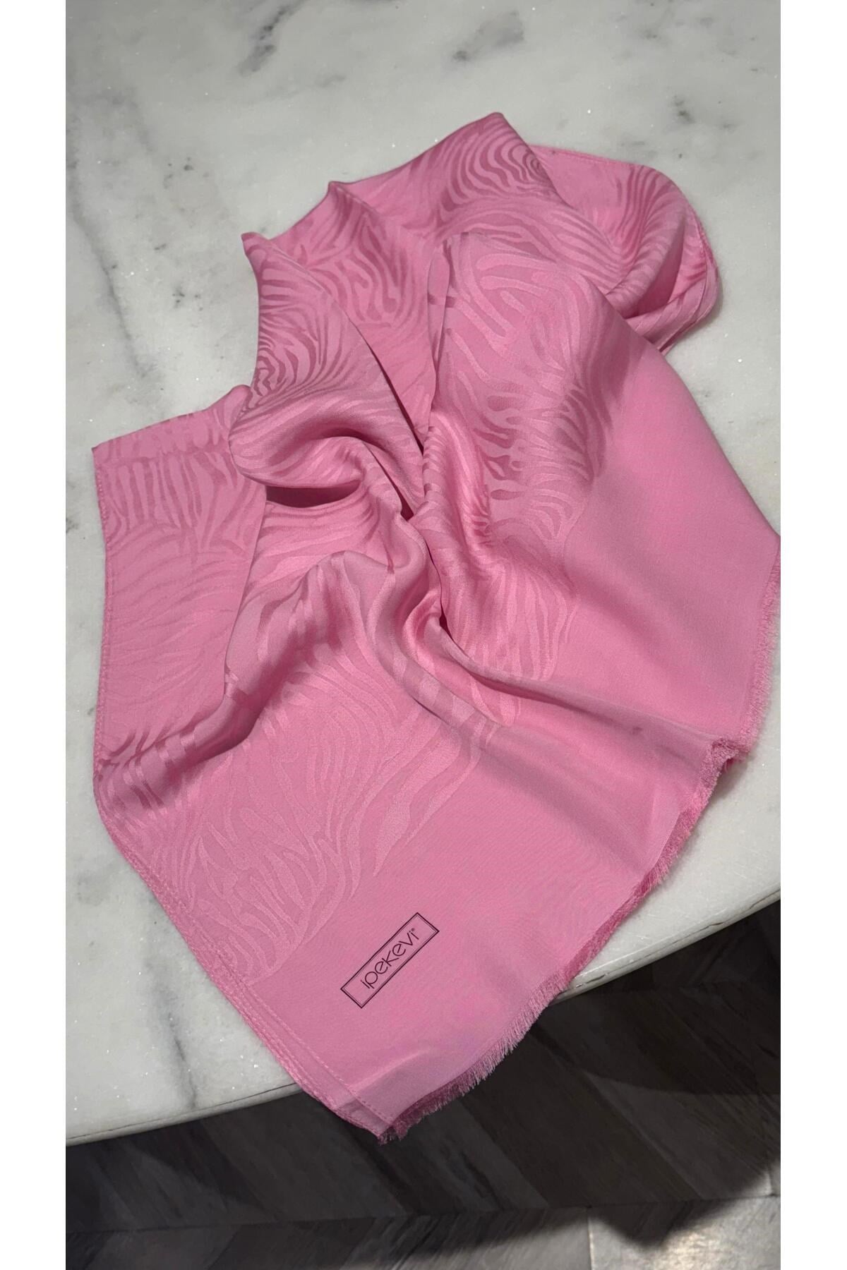 Zebra Desen Şal 4373 Şeker Pembe