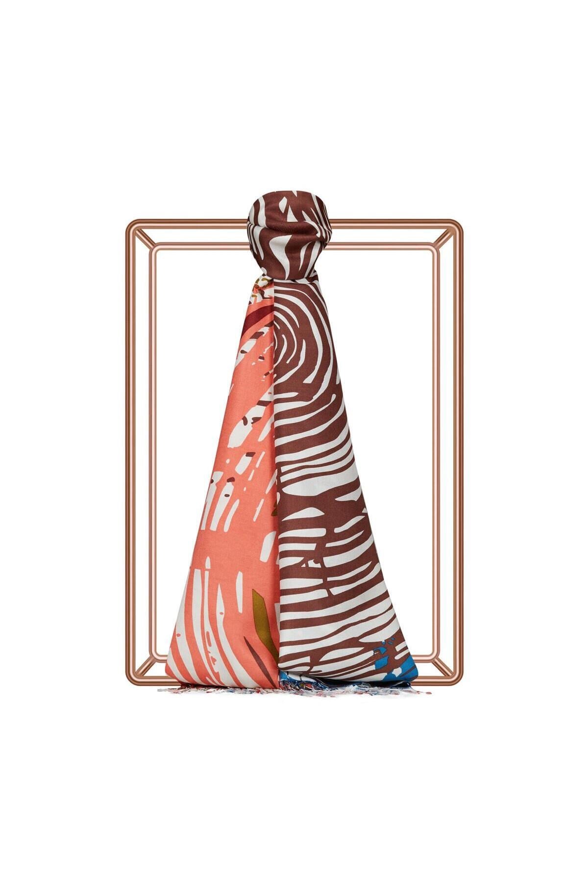 Zebra Desenli İpek Şal Renkli Model 05